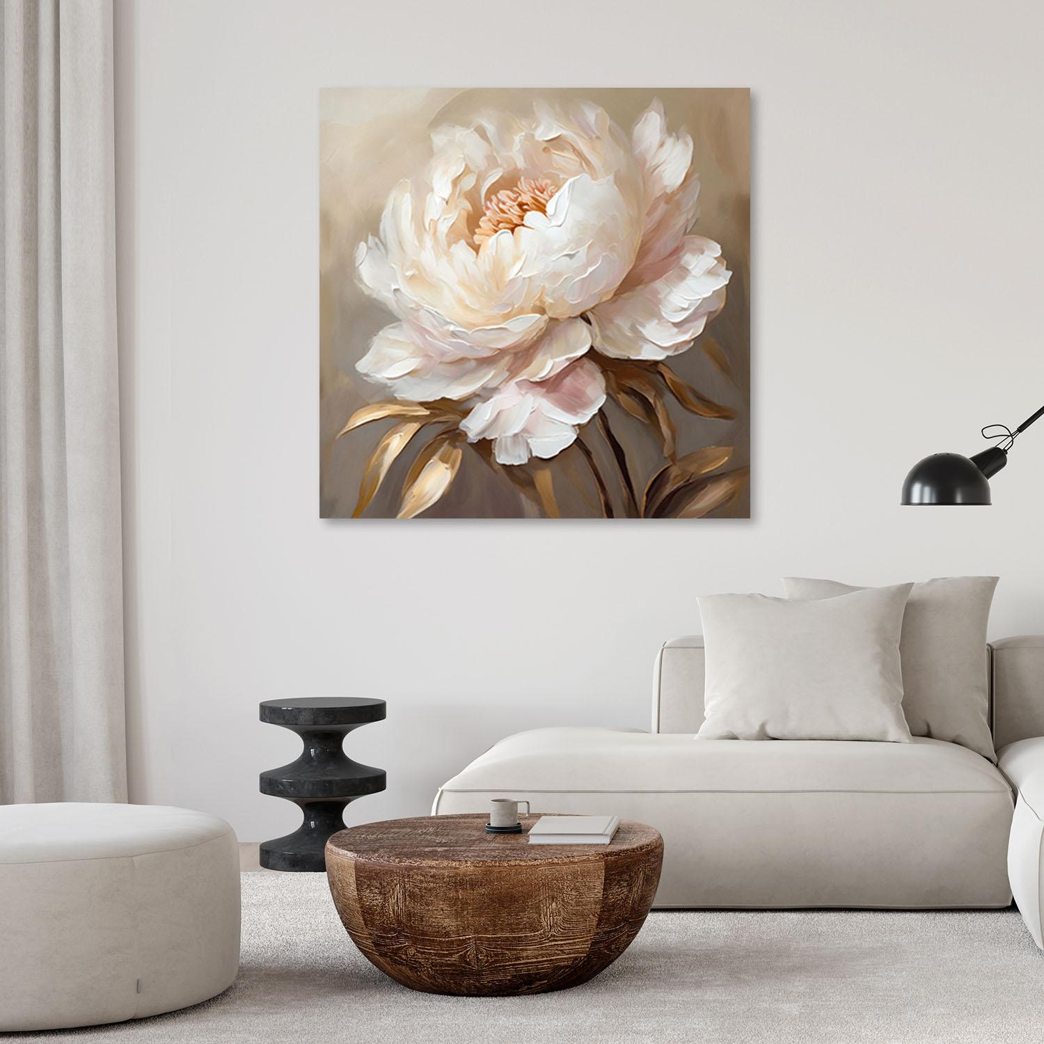 Leinwandbild Pfingstrose gold 3D