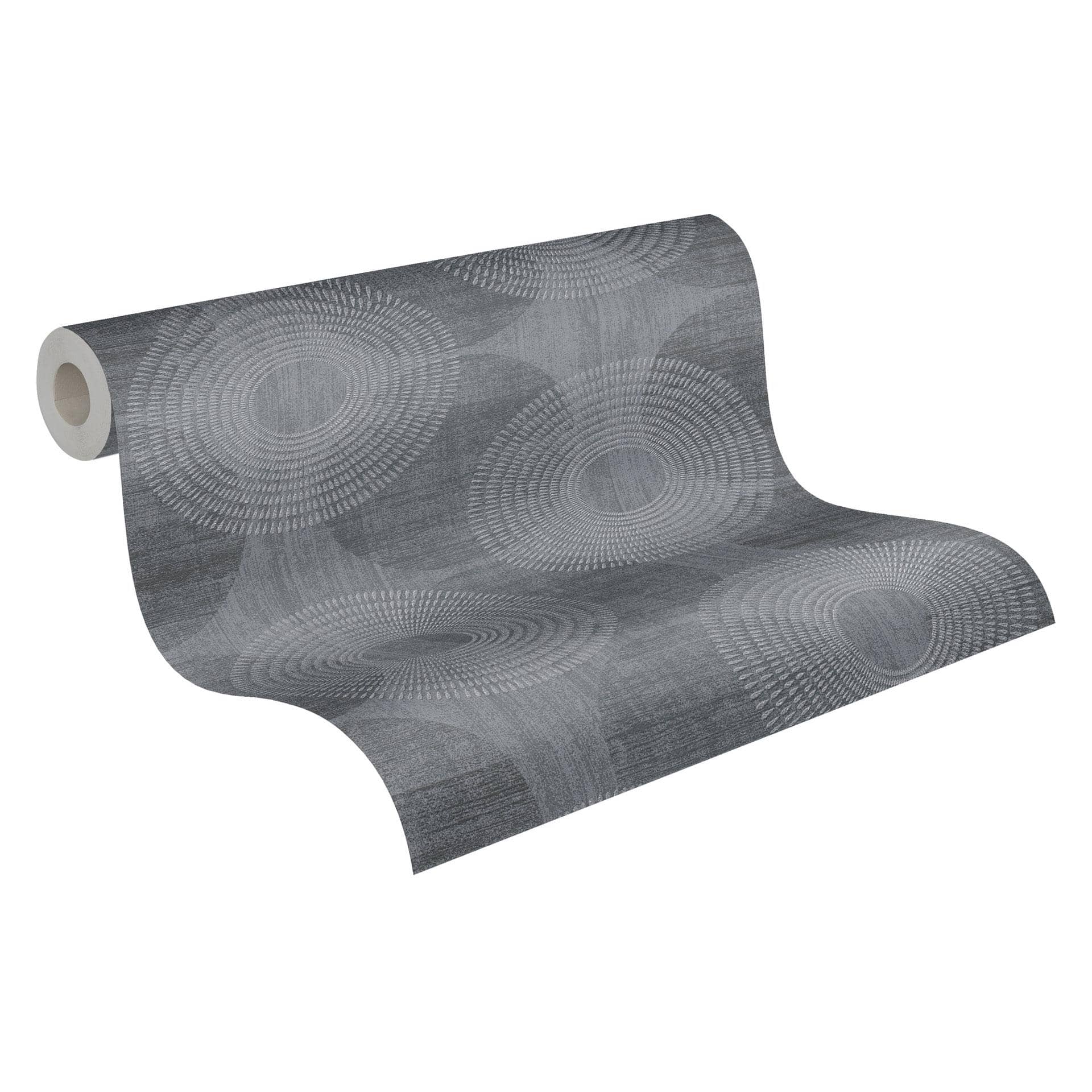 A.S. Création Attractive Papier peint intissé avec des cercles/ronds - noir