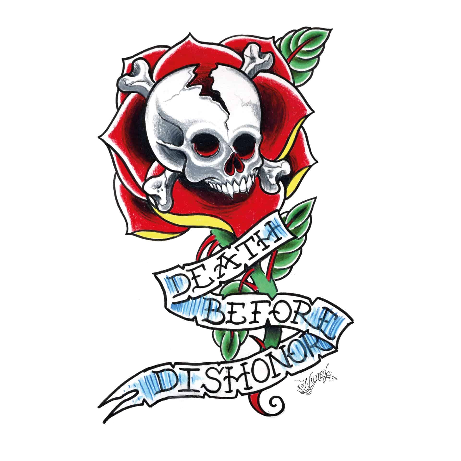 Adesivo murale Miami Ink - Death Before Dishonor