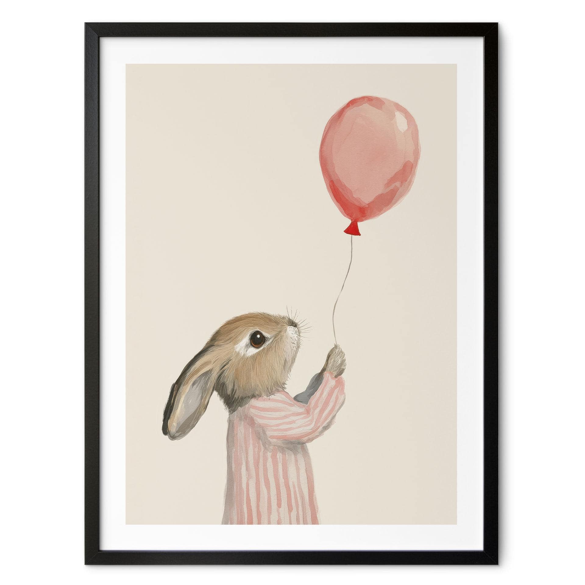 Plakat sød kanin med ballon - Treechild