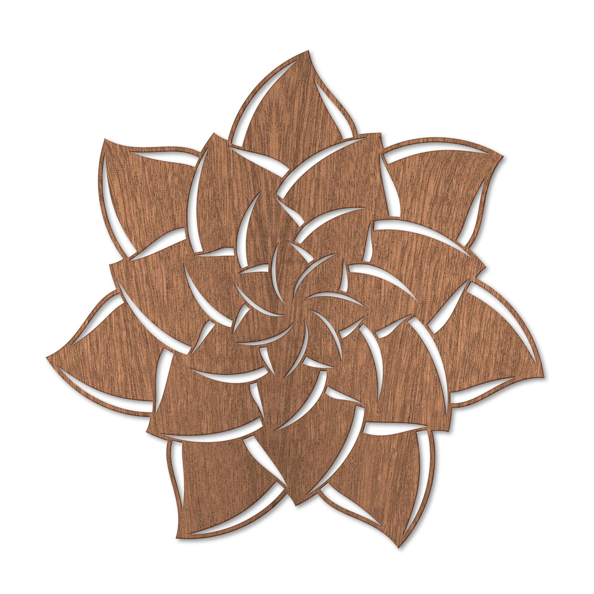 Houten Wanddecoratie Mahoniefineer Mandala Bloem