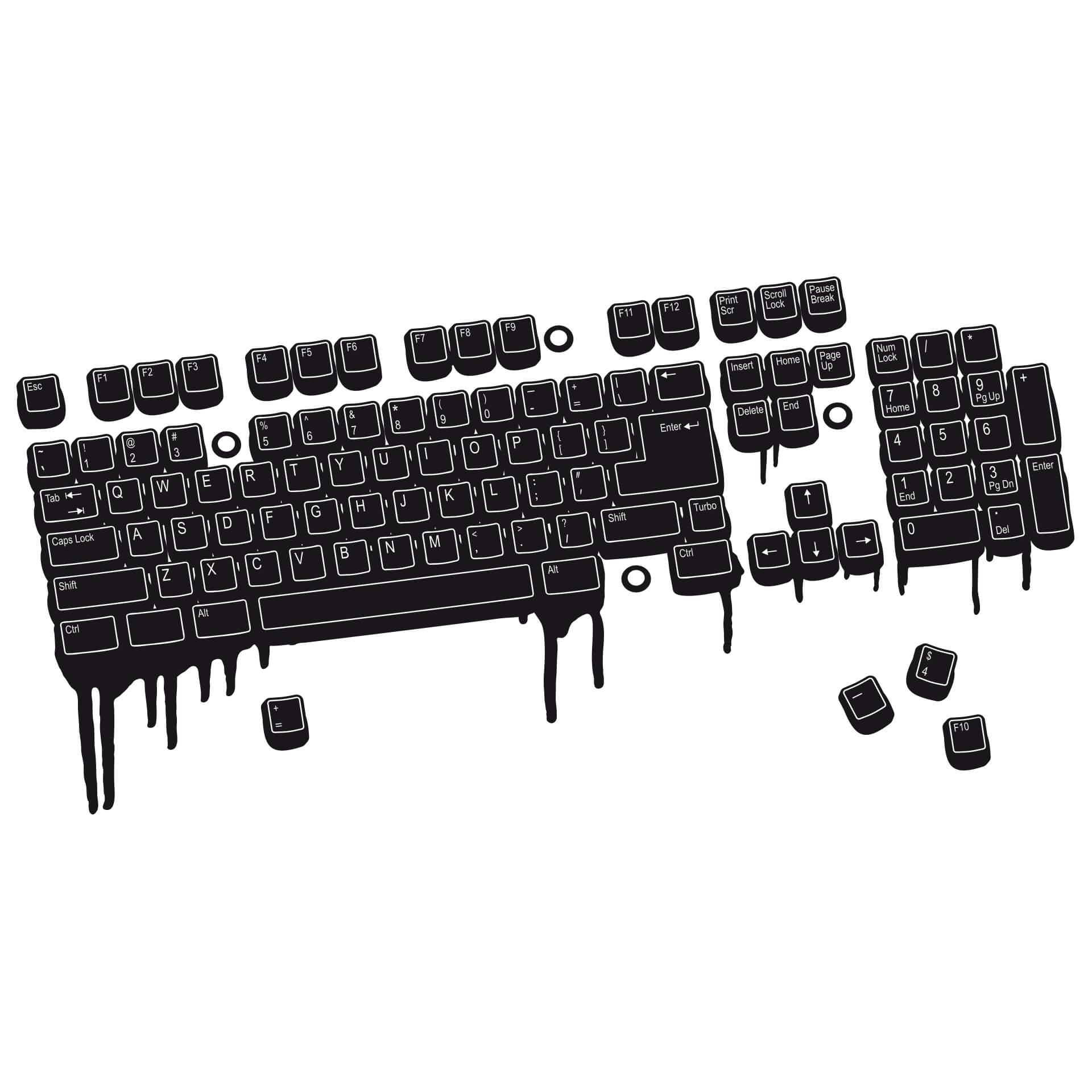 Smeltende keyboard wallsticker