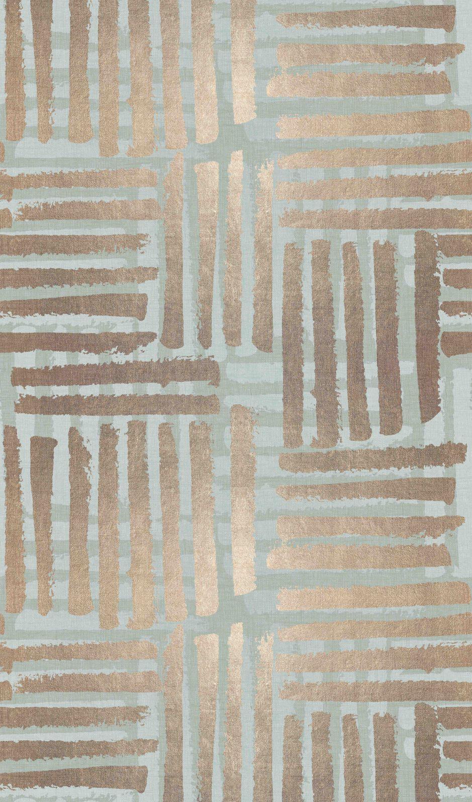 Fototapet Grafisk stribemønster i beige og salviegrøn Moderne 2,7 x 1,59 m