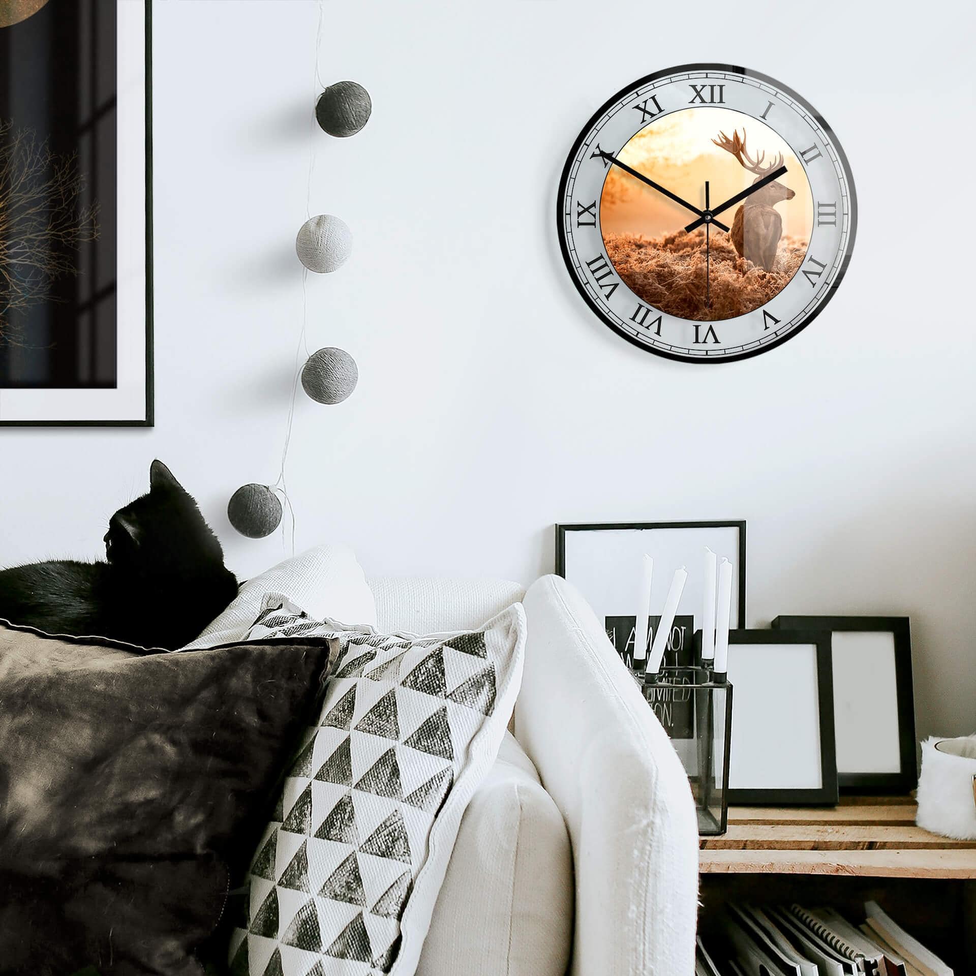 Orologio in vetro - Cervo Ø30 cm