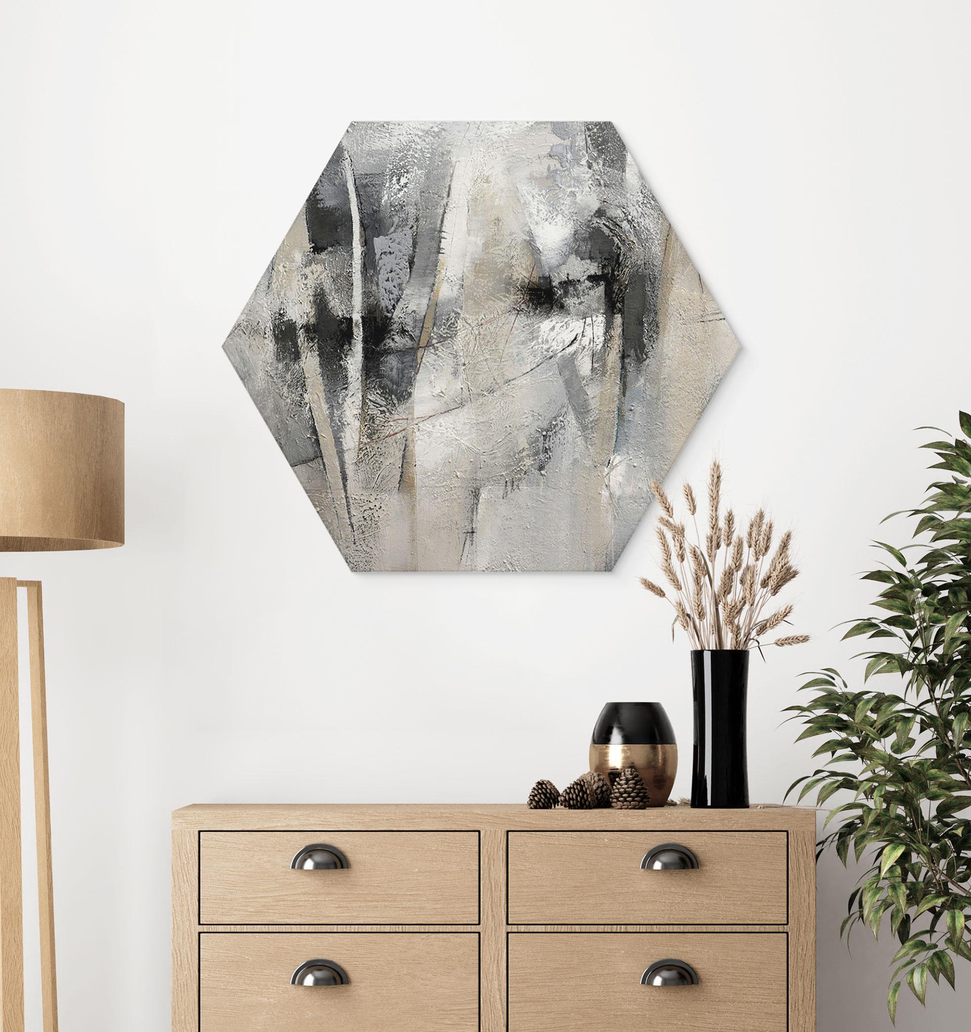 Hexagon Wandbild Abstrakte Landschaft - Fedrau - Alu-Dibond