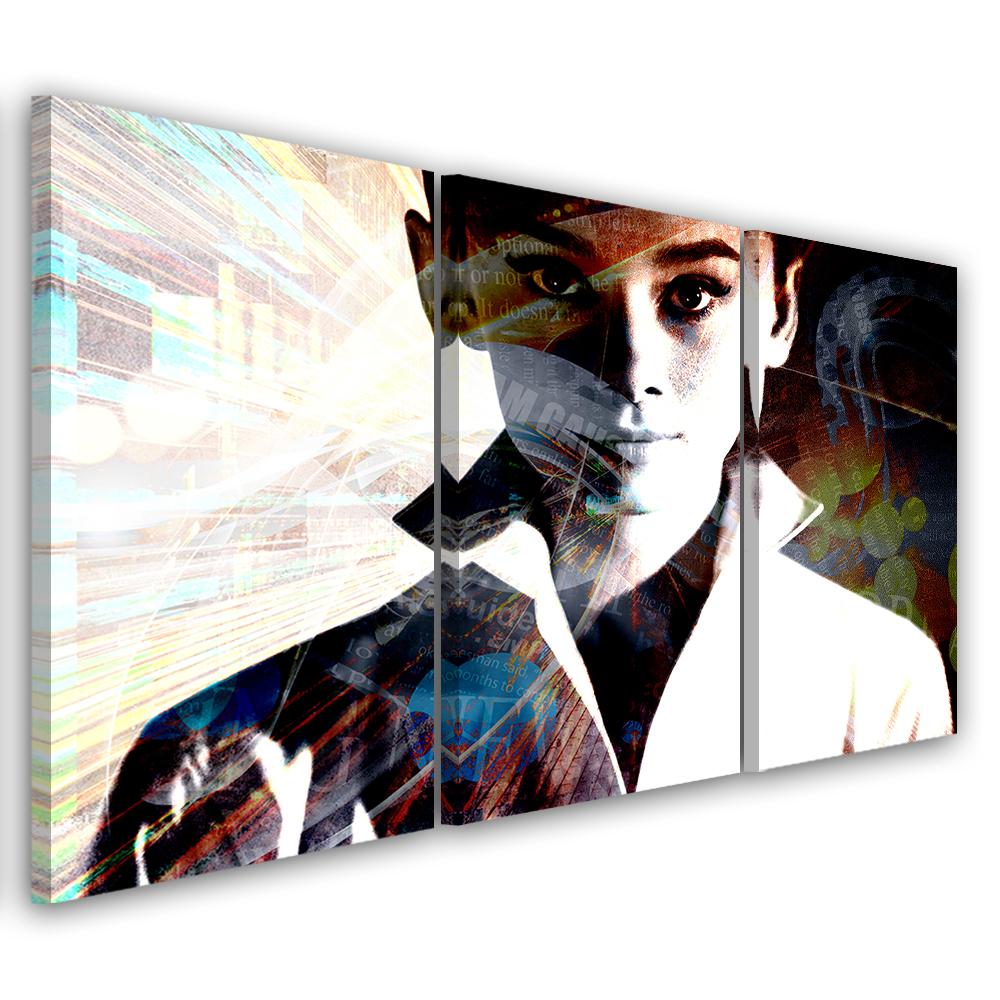 3 stykke lærredstryk, Audrey Hepburn