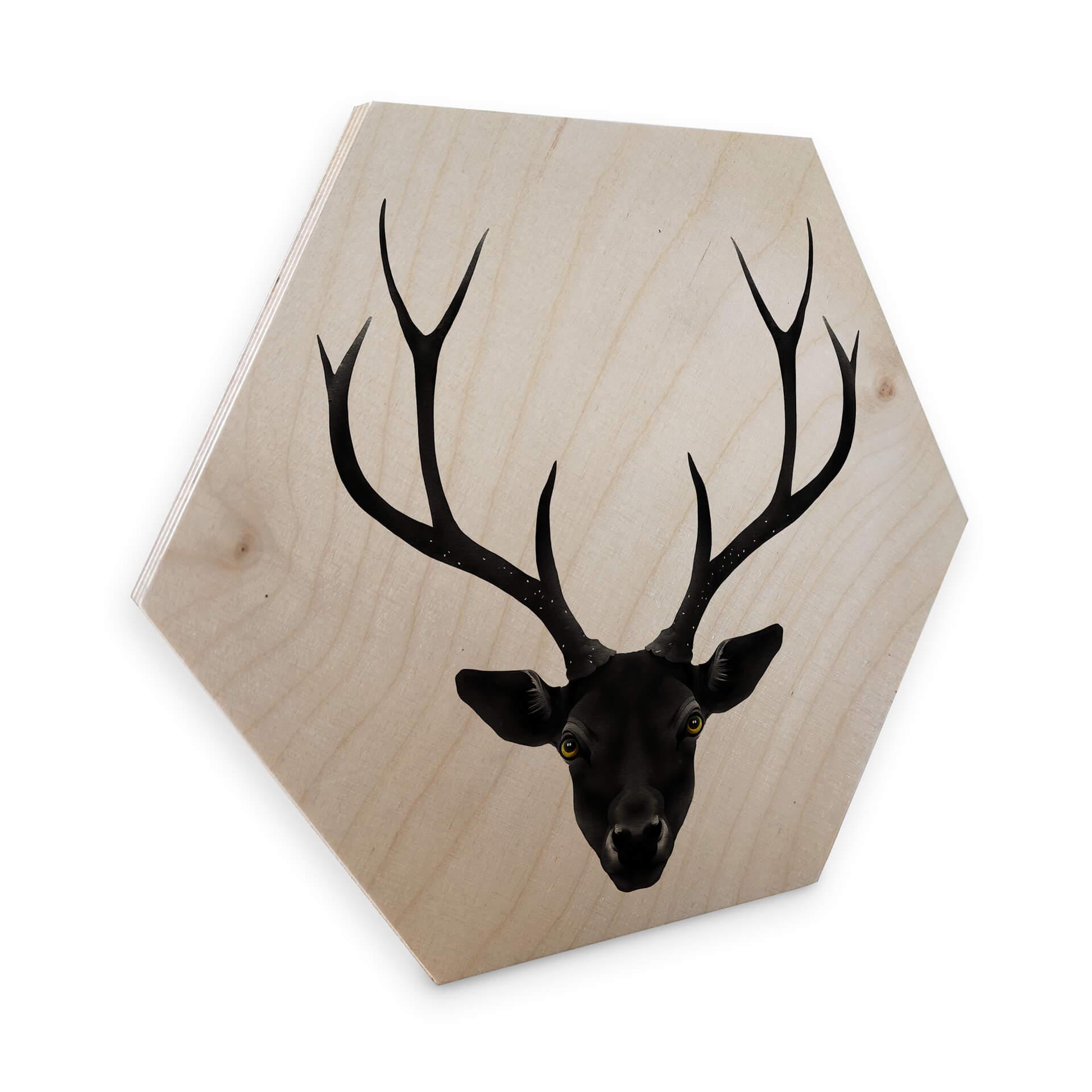 Hexagone - Bois placage de bouleau Ireland - Cerf noir