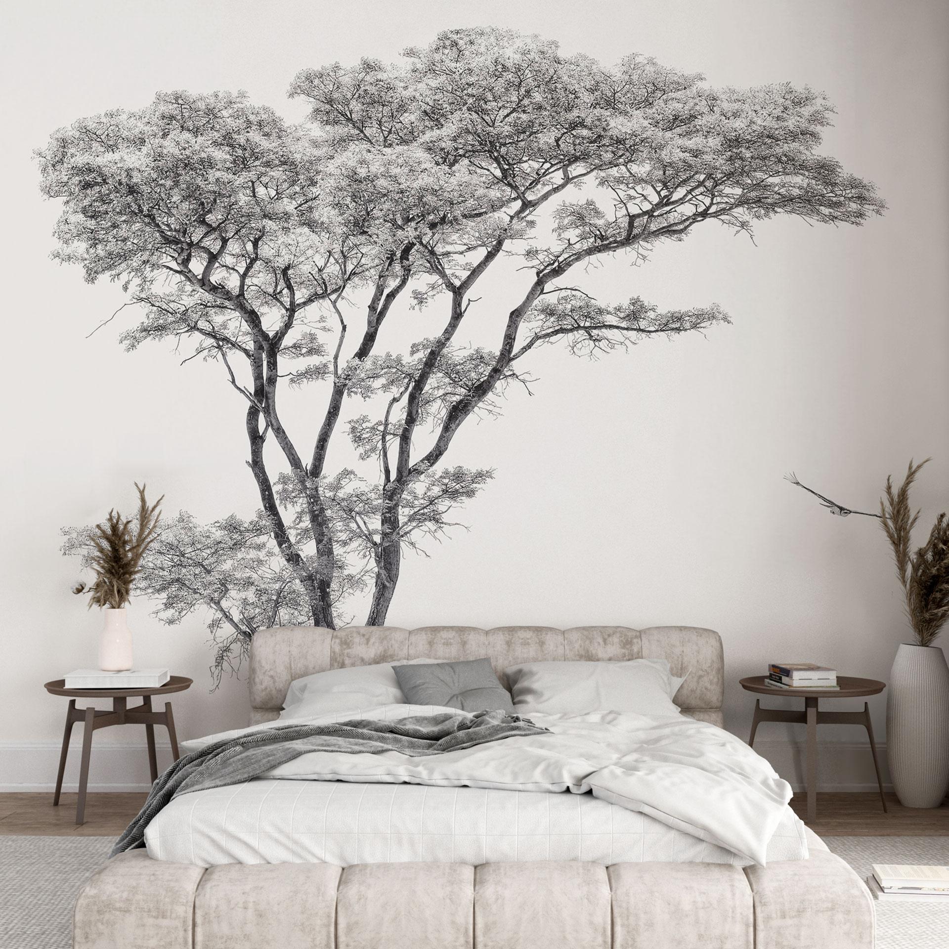 Fototapete Minimalistischer Baum in ruhiger Landschaft - Flour