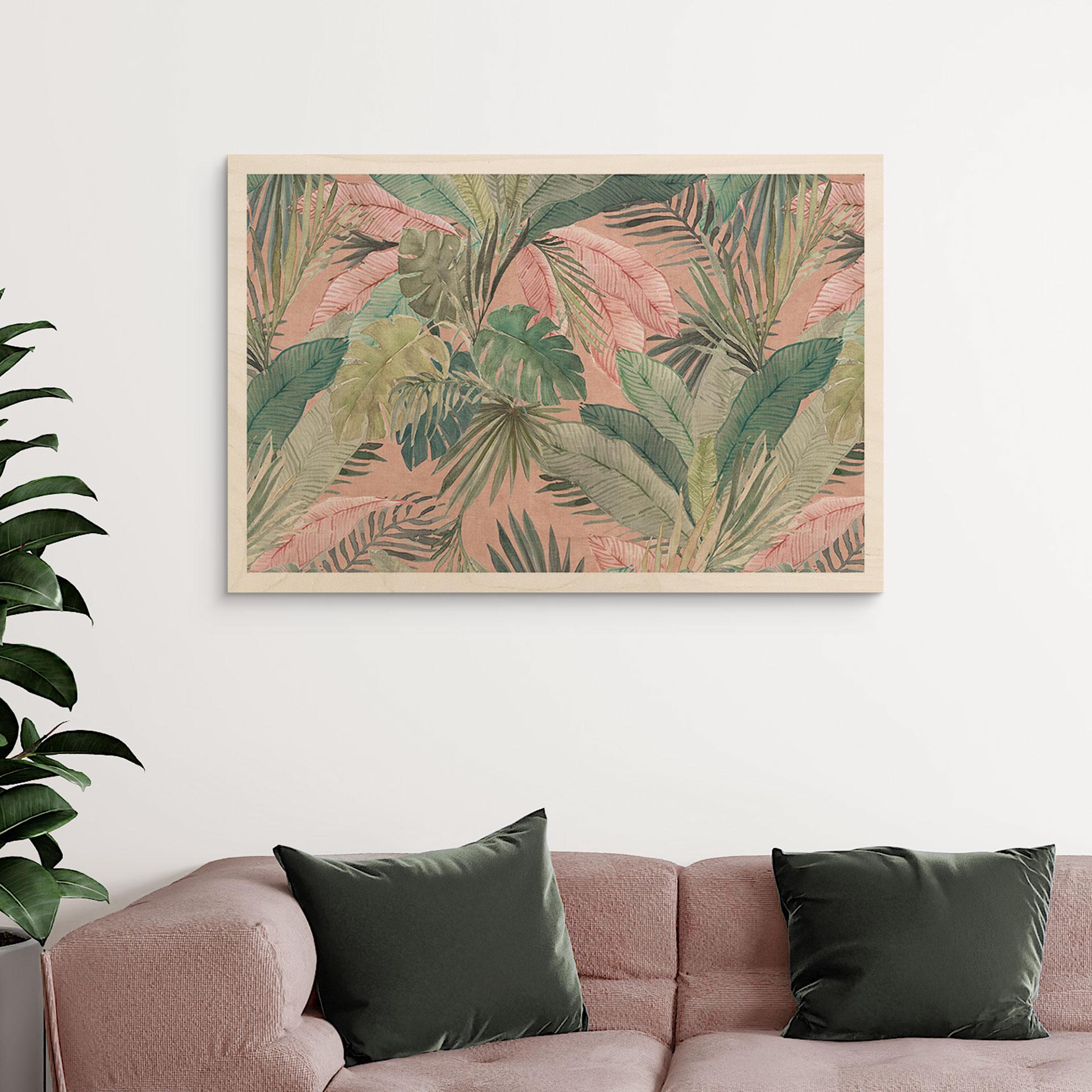 Billede af træ tropiske blade i junglen pink - Bloomery Decor