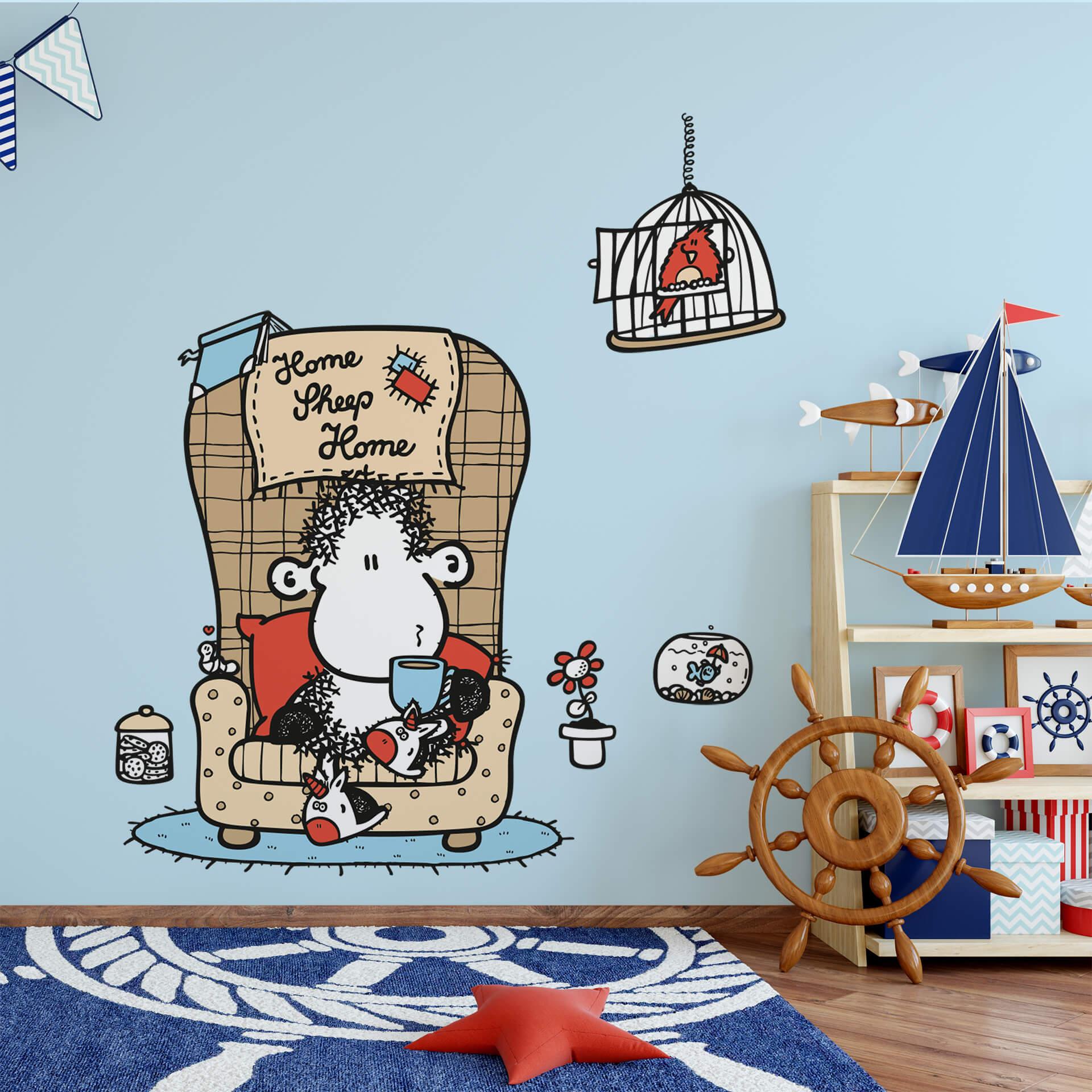 Wandtattoo sheepworld Home sheep Home Tea Time