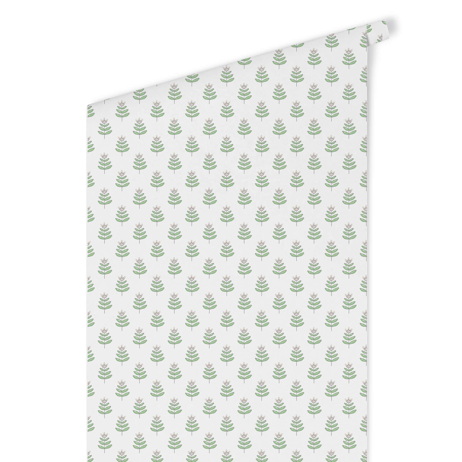 Patroonbehang met grafische tulpen - tulpen groen