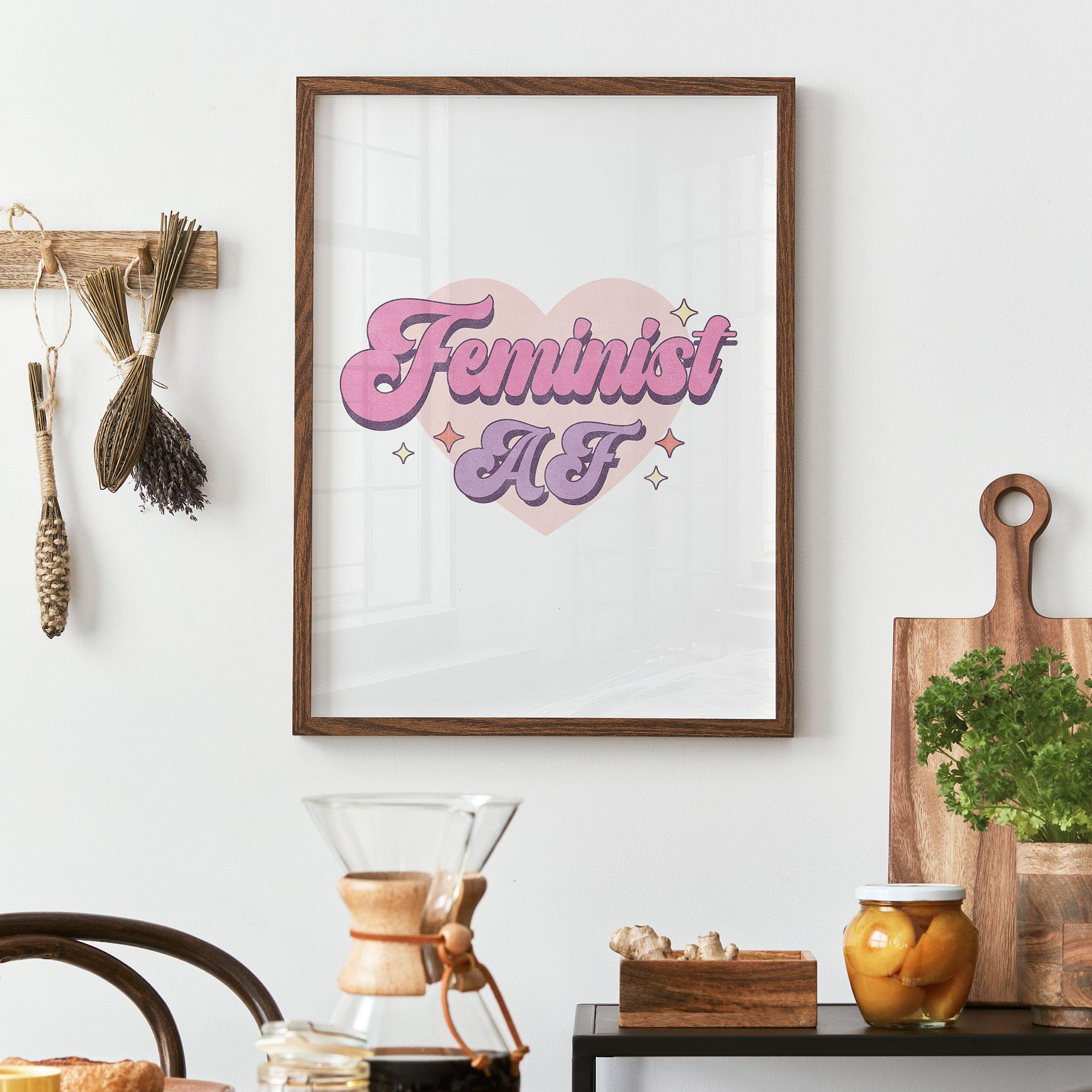 Plakat med statement - Feminist AF Pink Heart