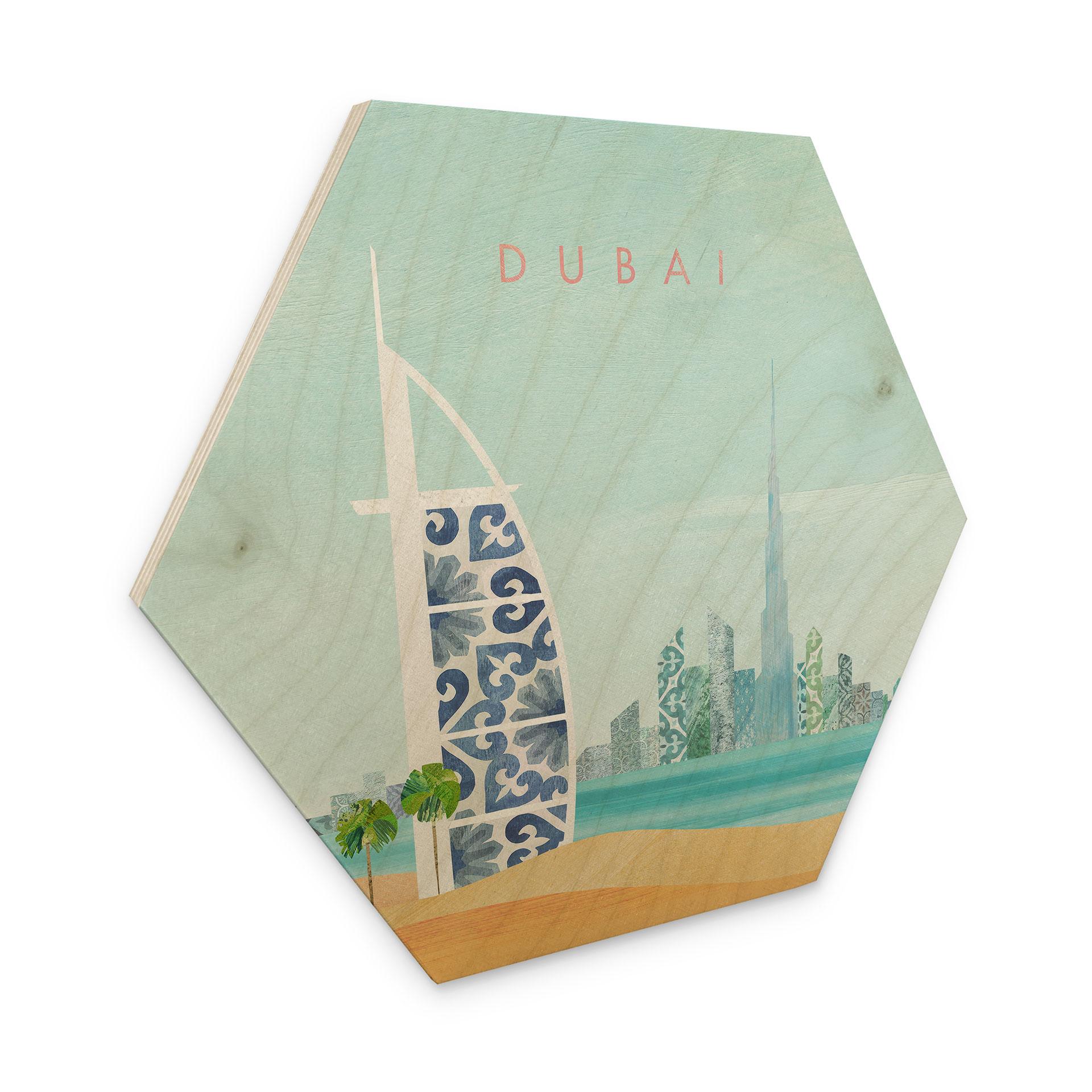 Sekskantet billede af træ Dubai strand - Burj Al Arab - Rivers