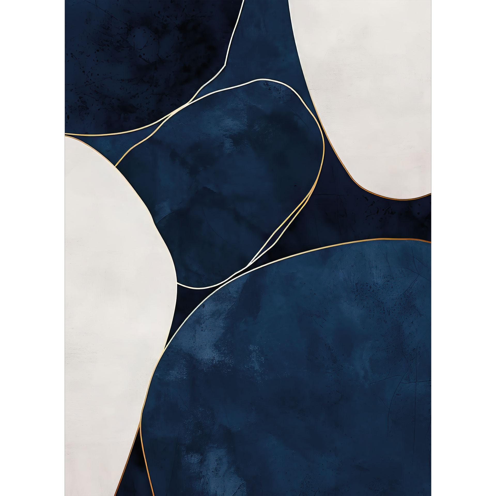 Fotobehang Geometrisch evenwicht in blauw en wit - Paksoylu