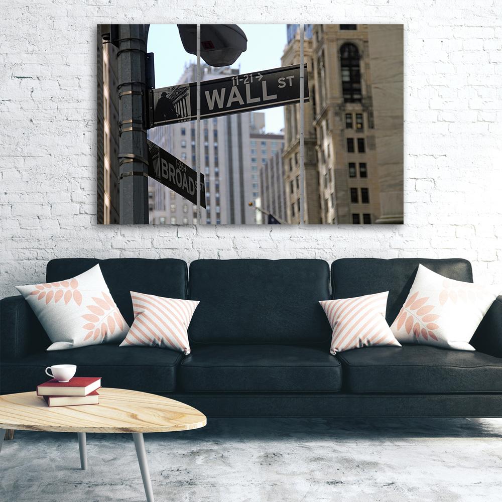 3 stykke lærredstryk, New York Wall Street USA