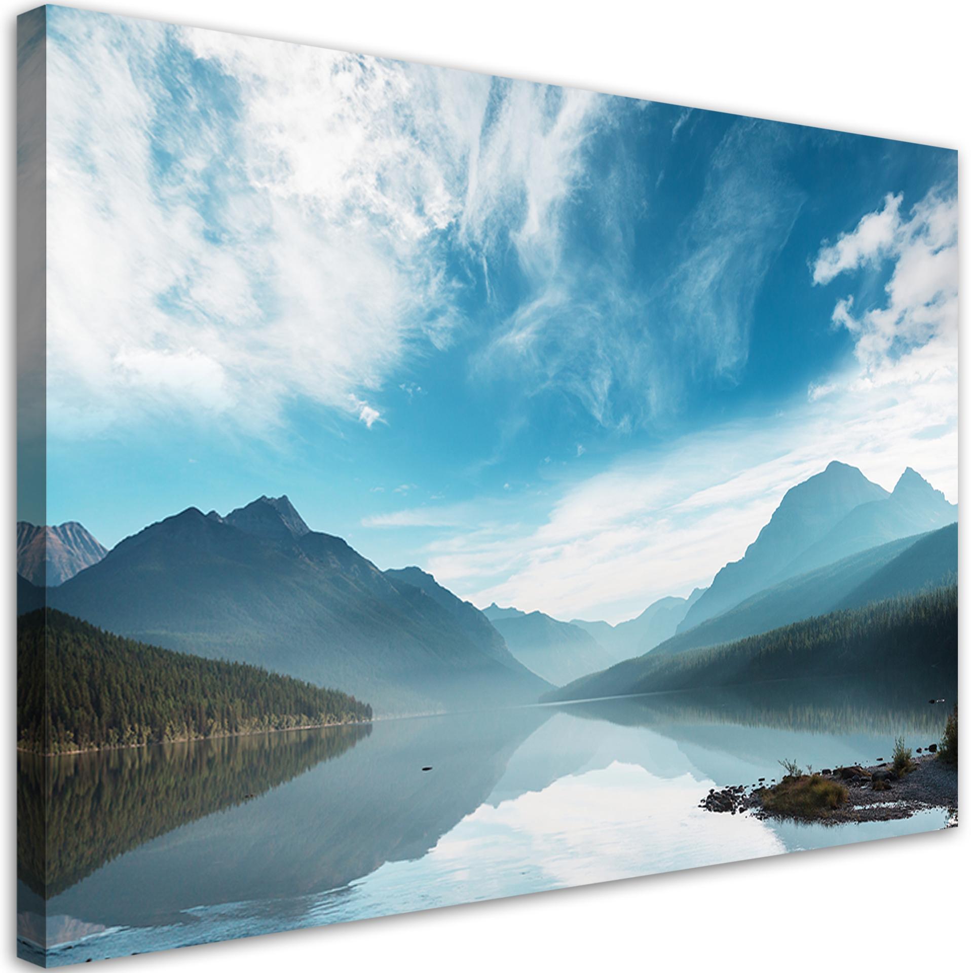 Canvasbillede, Sø bjerge landskab natur
