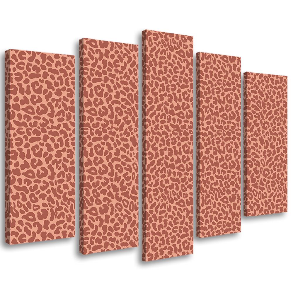 5 stykke lærredsprint, Leopard Leopard Pels Patches Mønster