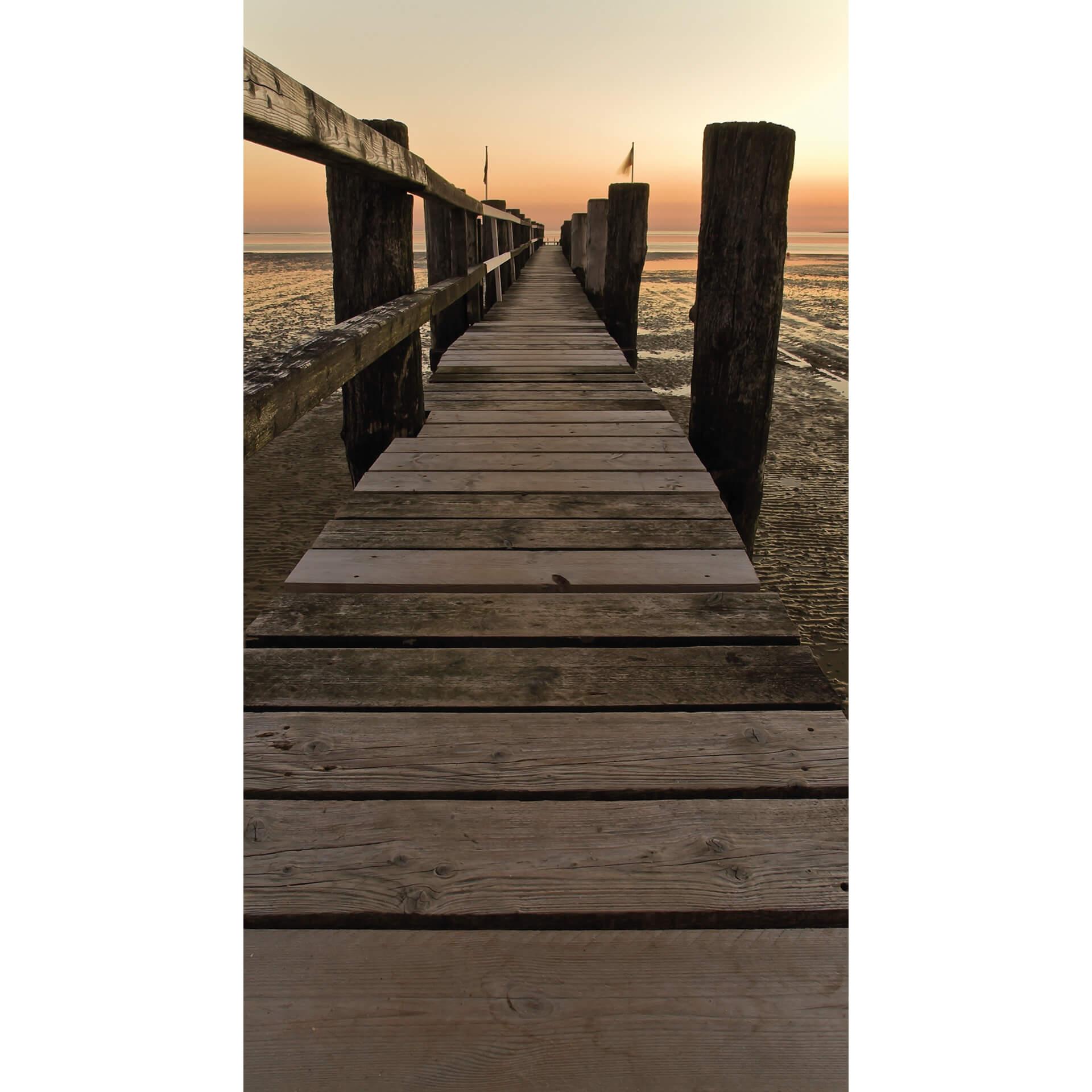 Fototapete Steg im Wattenmeer - 144x260 cm