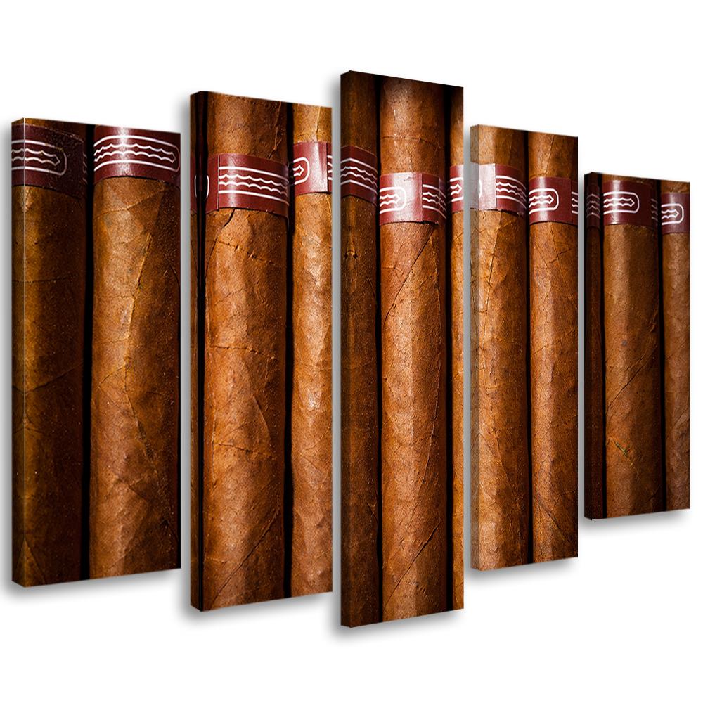 5 stykke lærredstryk, cubansk cigar
