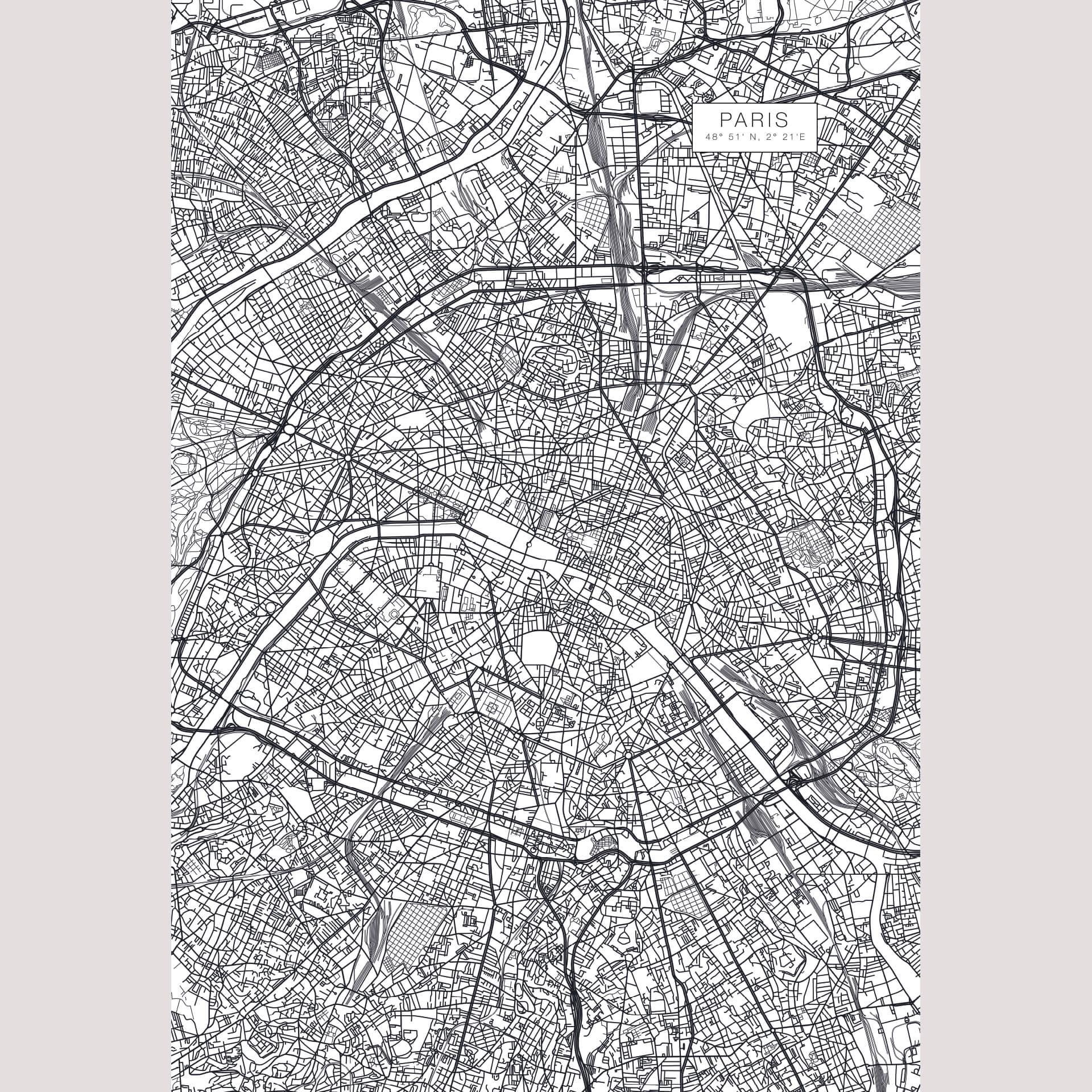 Fotobehang Plattegrond van Parijs