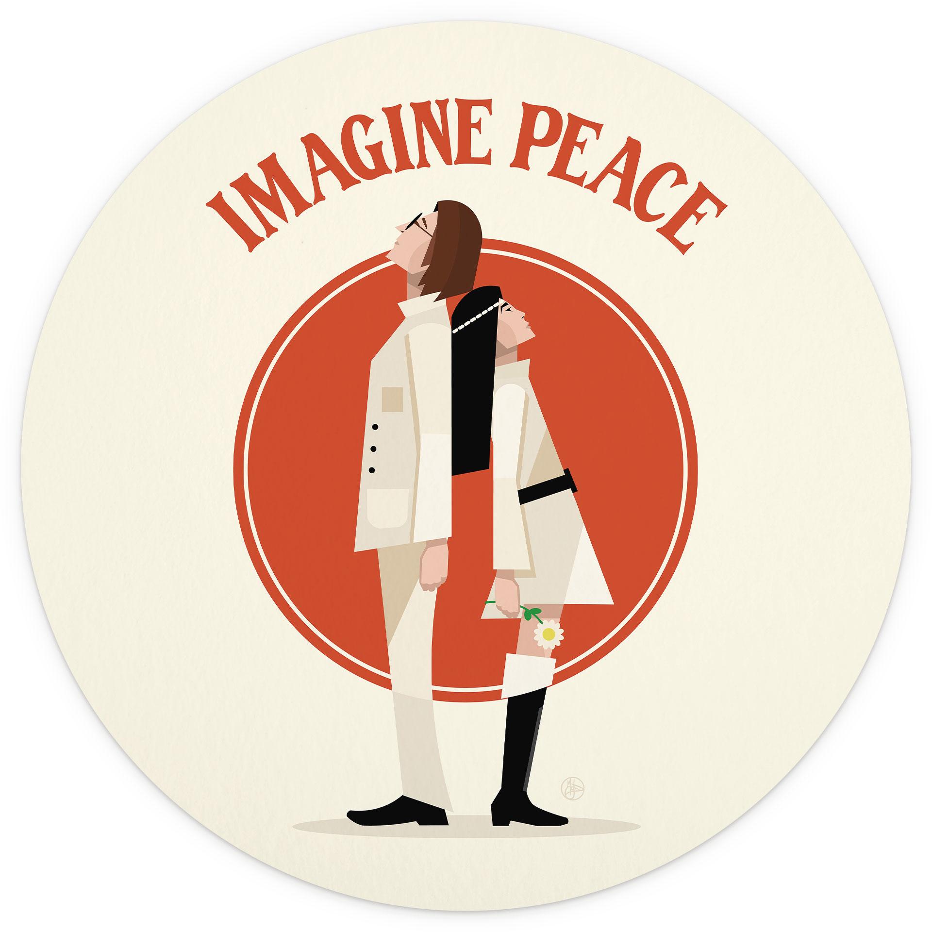 Imagine Peace Fotobehang - Twee voor vrede en hoop - Retrodroom - Rond - vliesbehang/zelfklevend vli