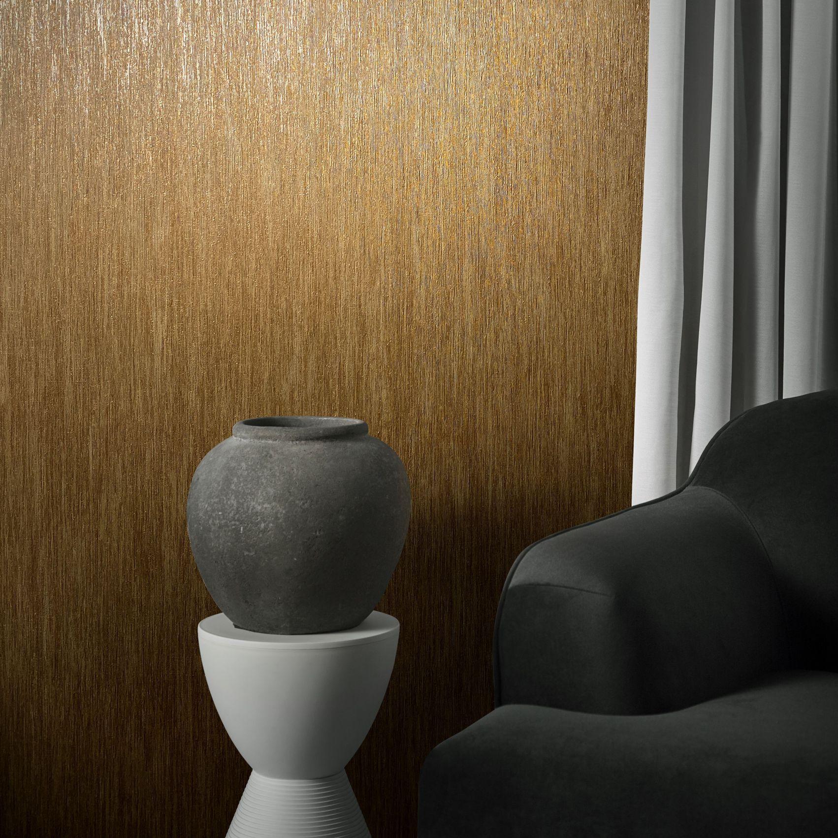 Ensfarvet non-woven tapet Natural Opulence brun