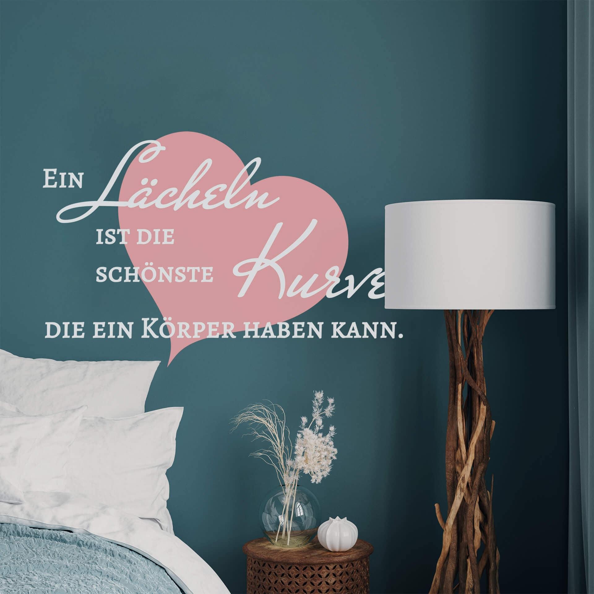 Wandtattoo Ein Lächeln ist die schönste Kurve... (2-farbig)