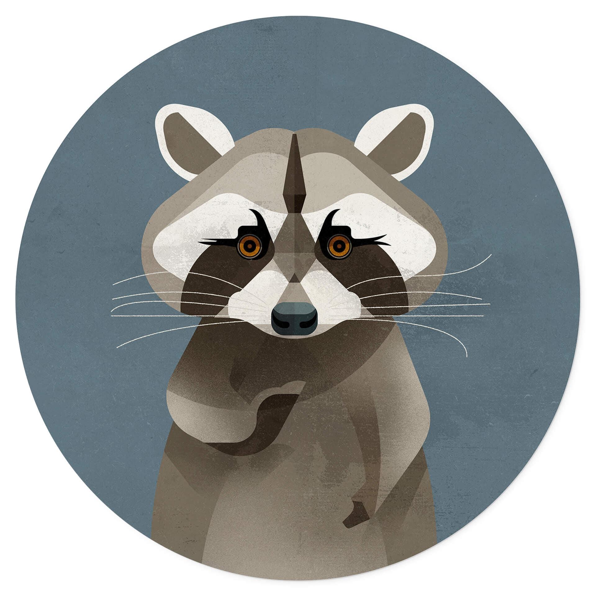 Wandtattoo Waschbär - Rund - Braun