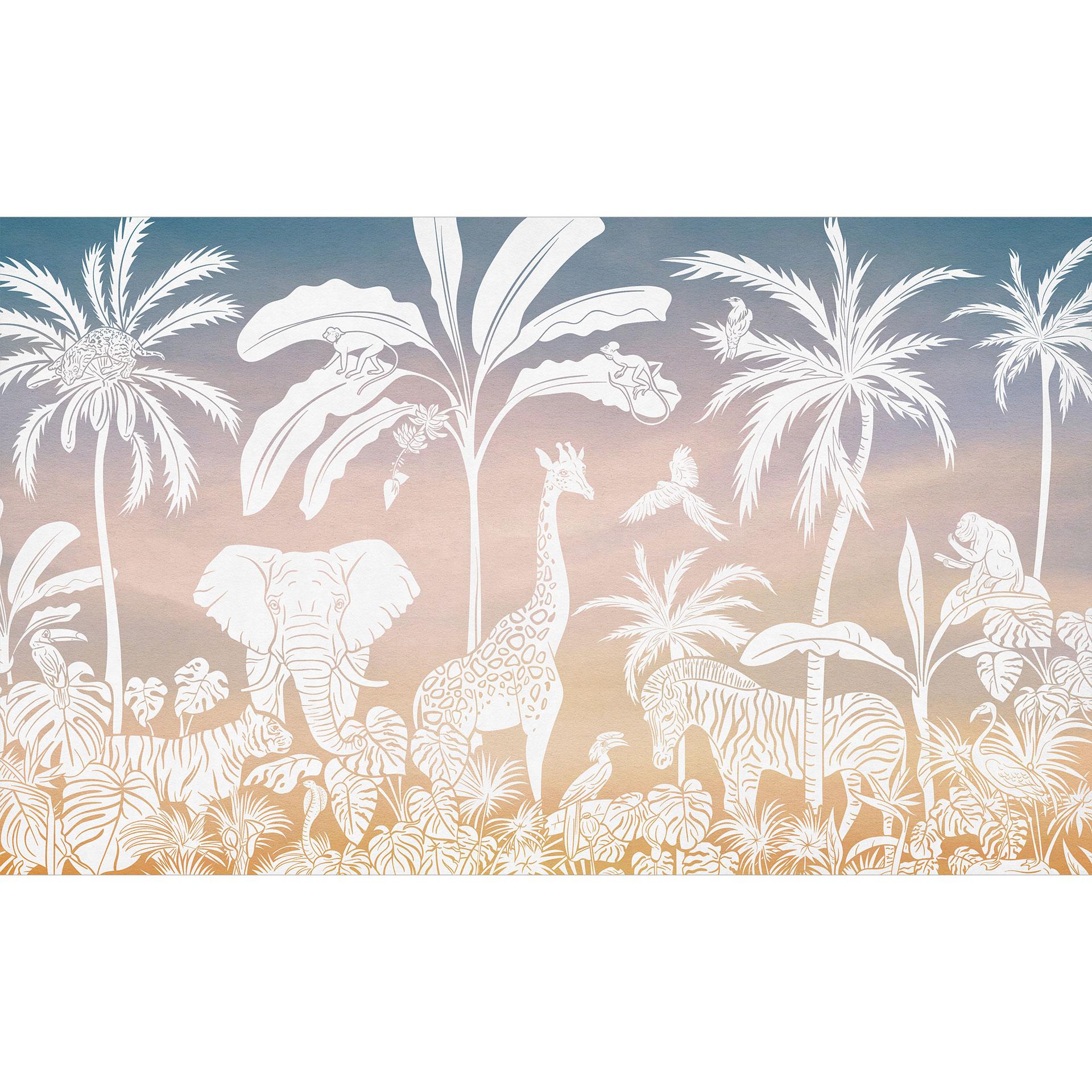Jungle paradijs met wilde dieren Fotobehang - Ombre - Kikki Belle