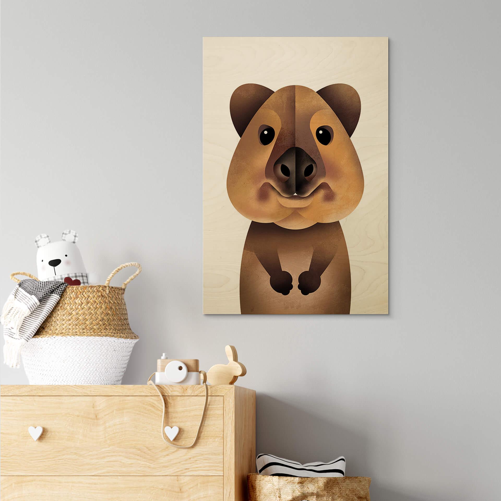 Træplakat Braun - Quokka