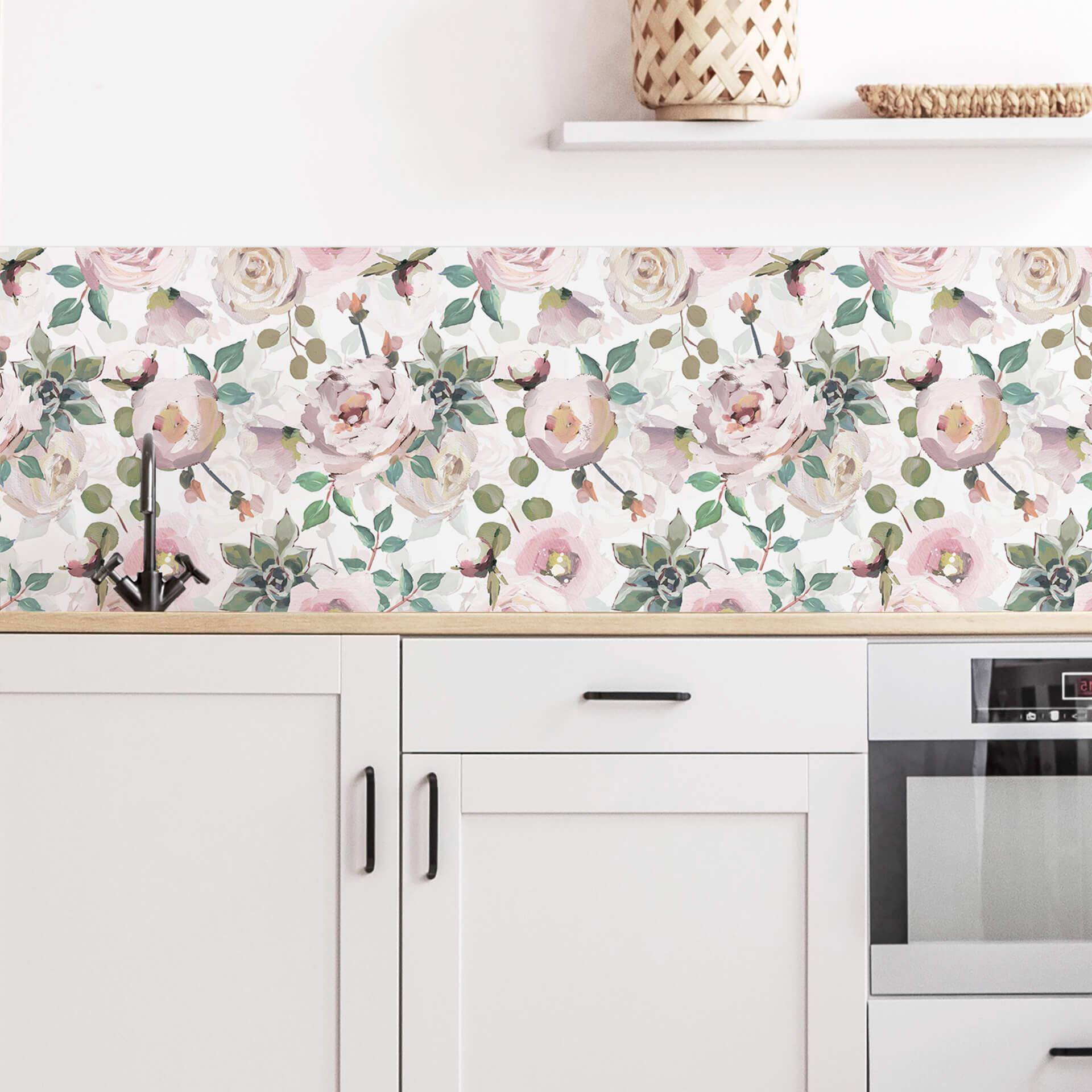 Køkkenbagvæg UN Designs - Blomster i kunstnerisk stil