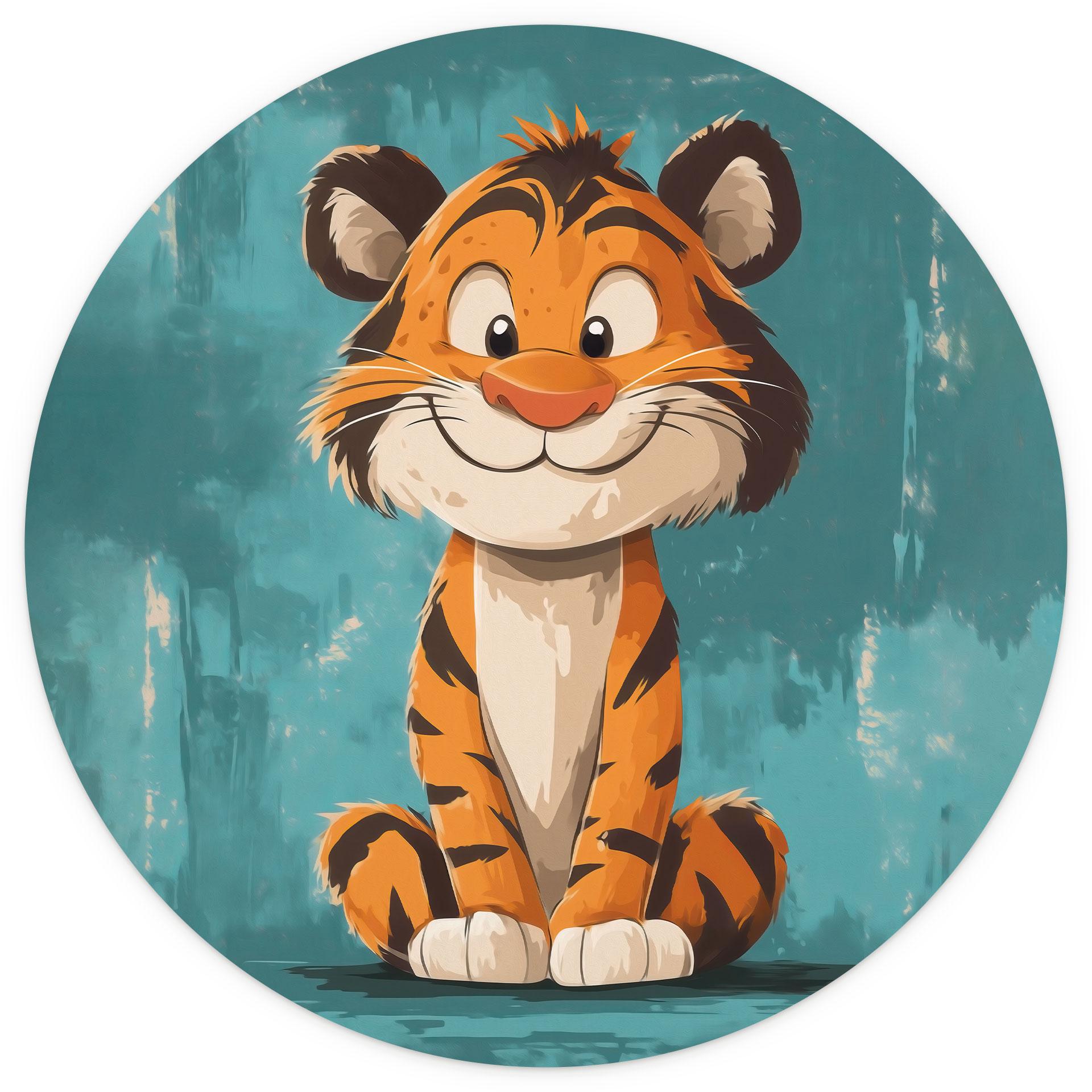 Gelukkige tijger welp Fotobehang | babykamer | kinderkamer - Magnusson - Rond - vliesbehang/zelfklev