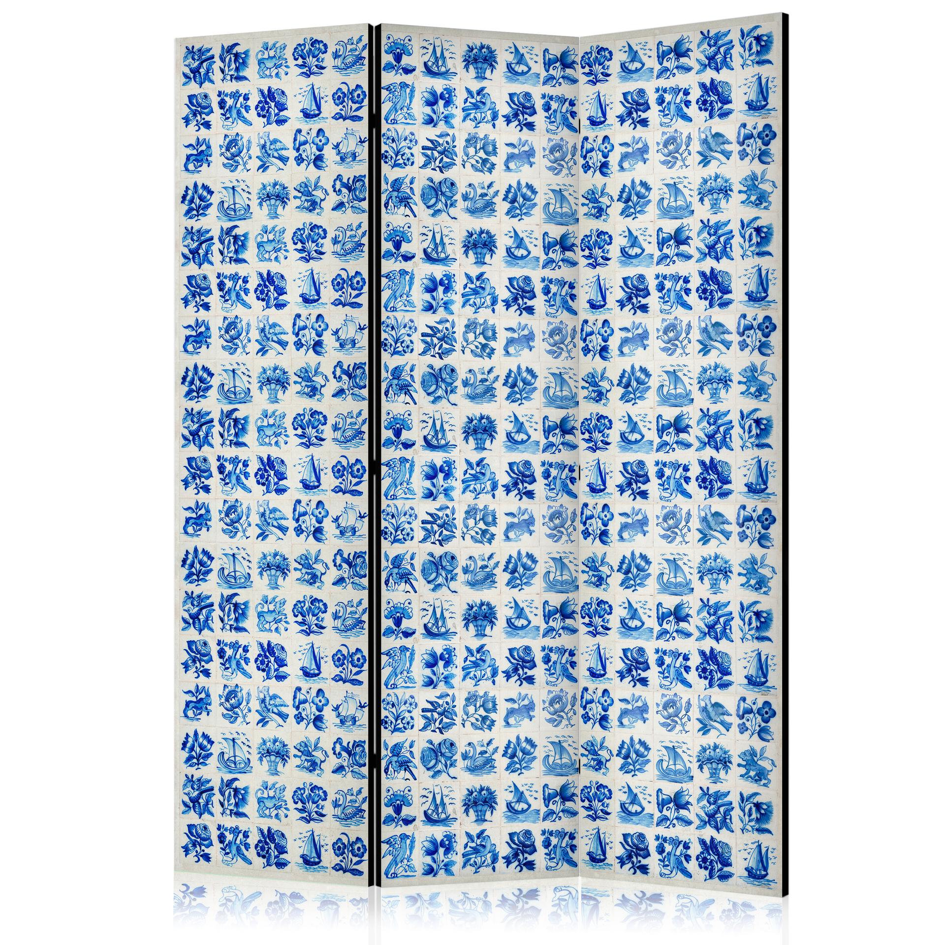 Paravent, Raumteiler freistehend, Trennwand - Ceramic Tiles - Traditional Portuguese Blue Tiles Azul