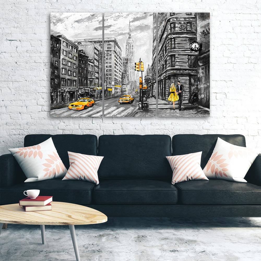 3 stykke lærredstryk, New York Taxi USA Akryl