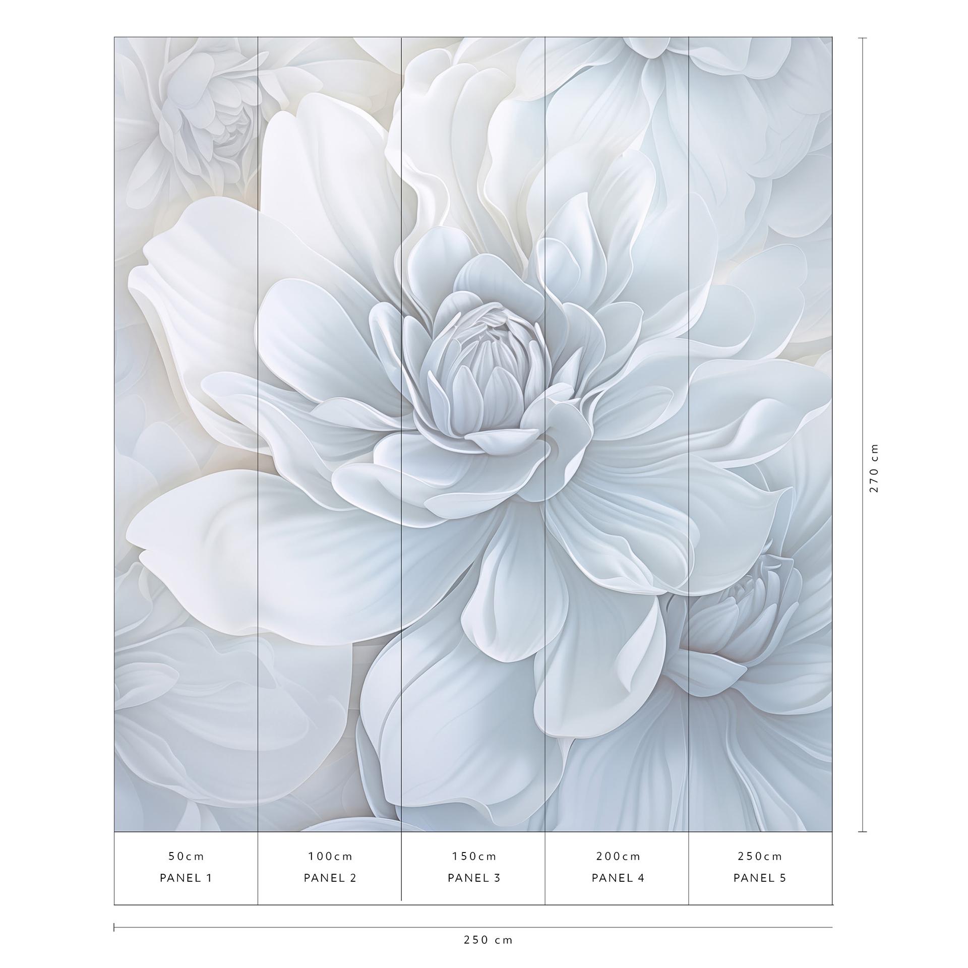 Bloemenmotief behang Big Pictures grijs 2.50 x 2.70 m
