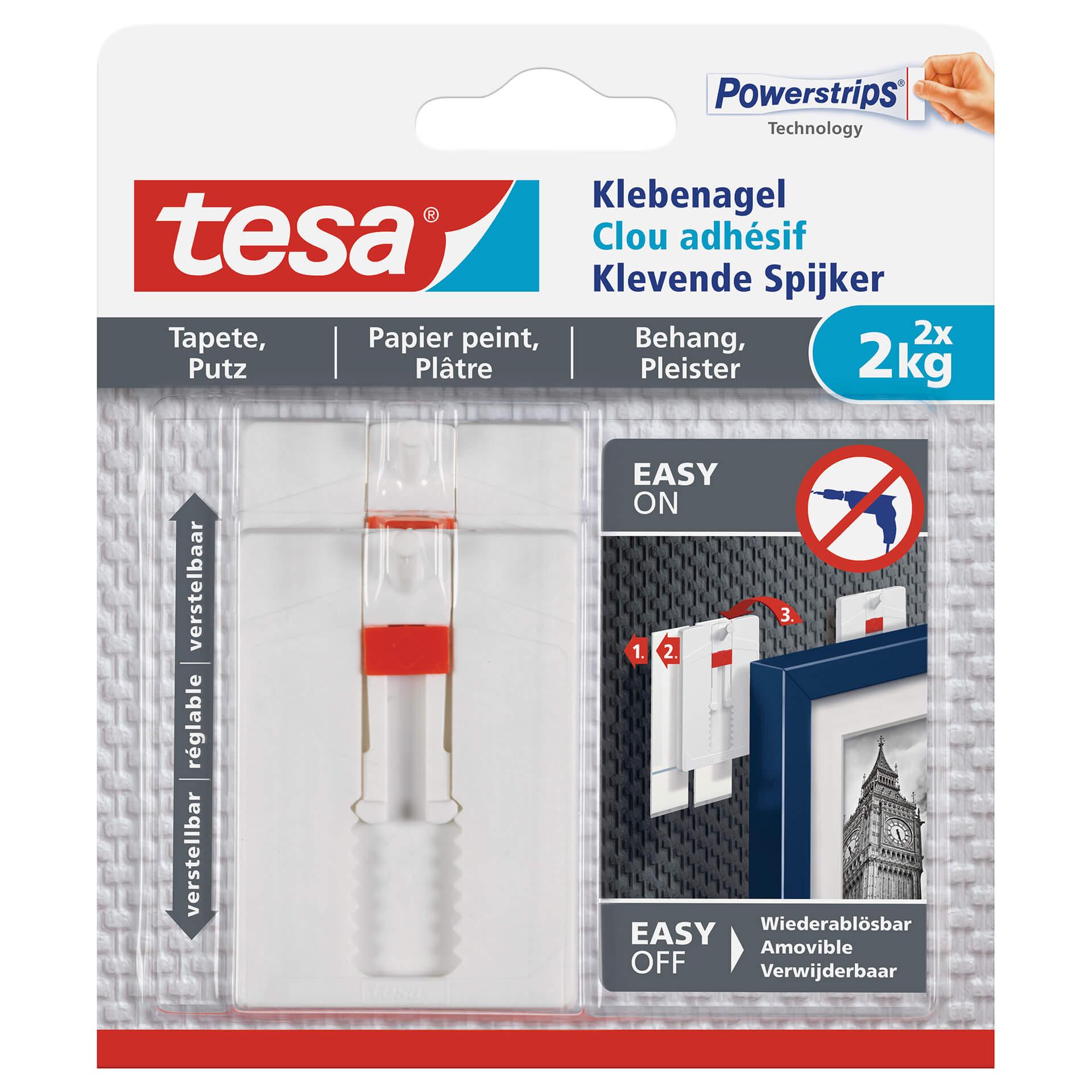 tesa® selvklæbende søm justerbar, Tapet & Gips 2x2kg