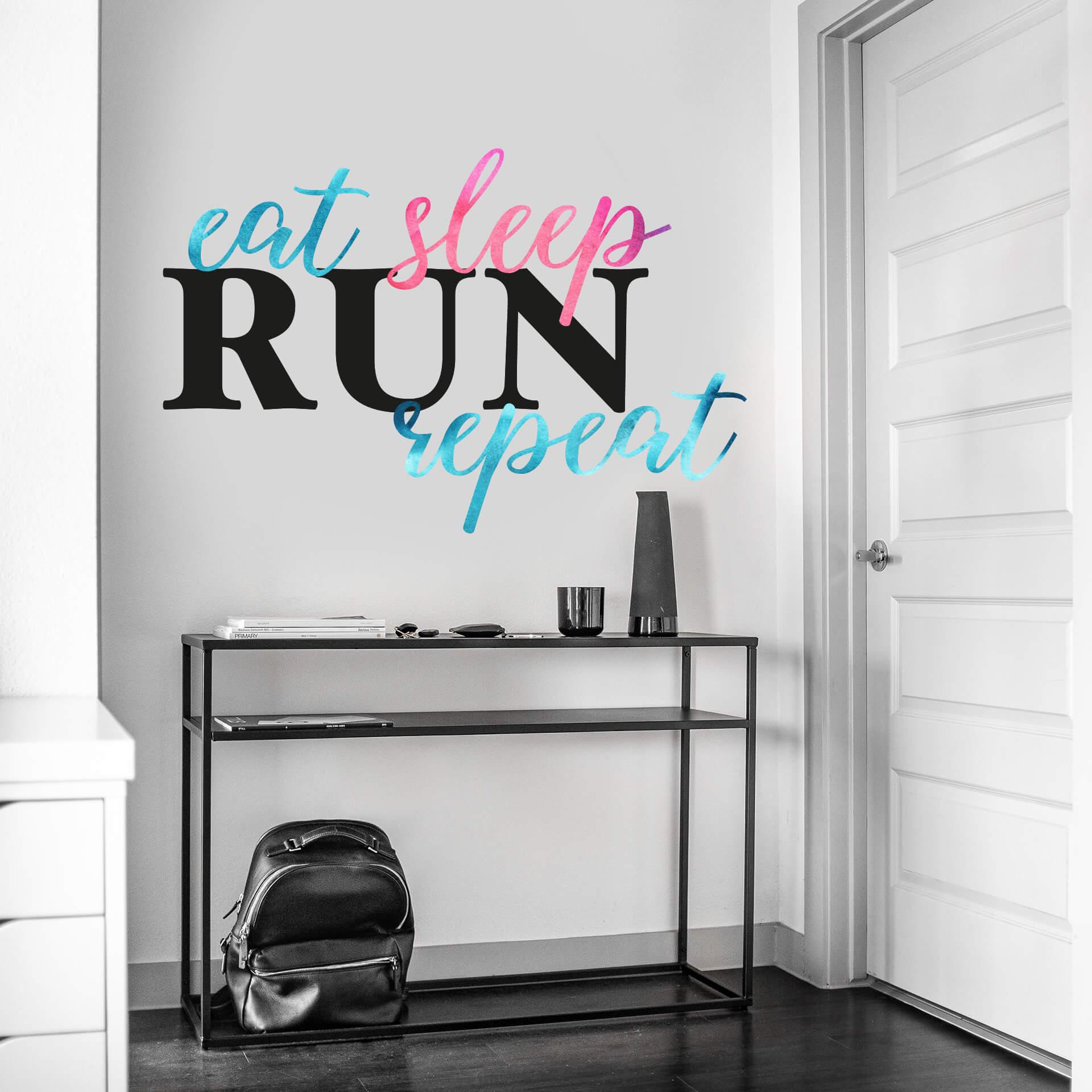 Adesivo murale - Eat Sleep Run Repeat - colorato