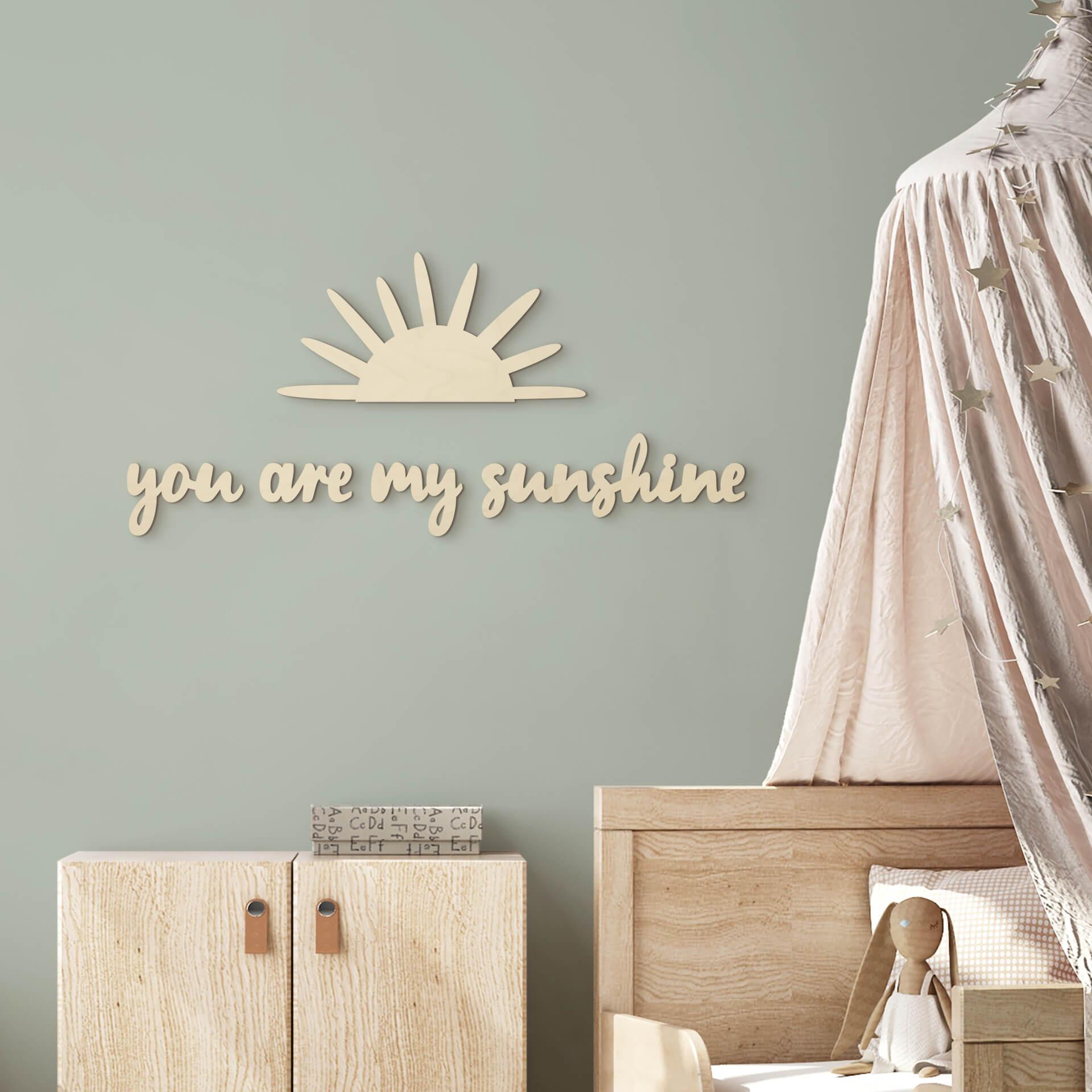 Decoración mural habitación infantil sol - You are my sunshine - madera de álamo