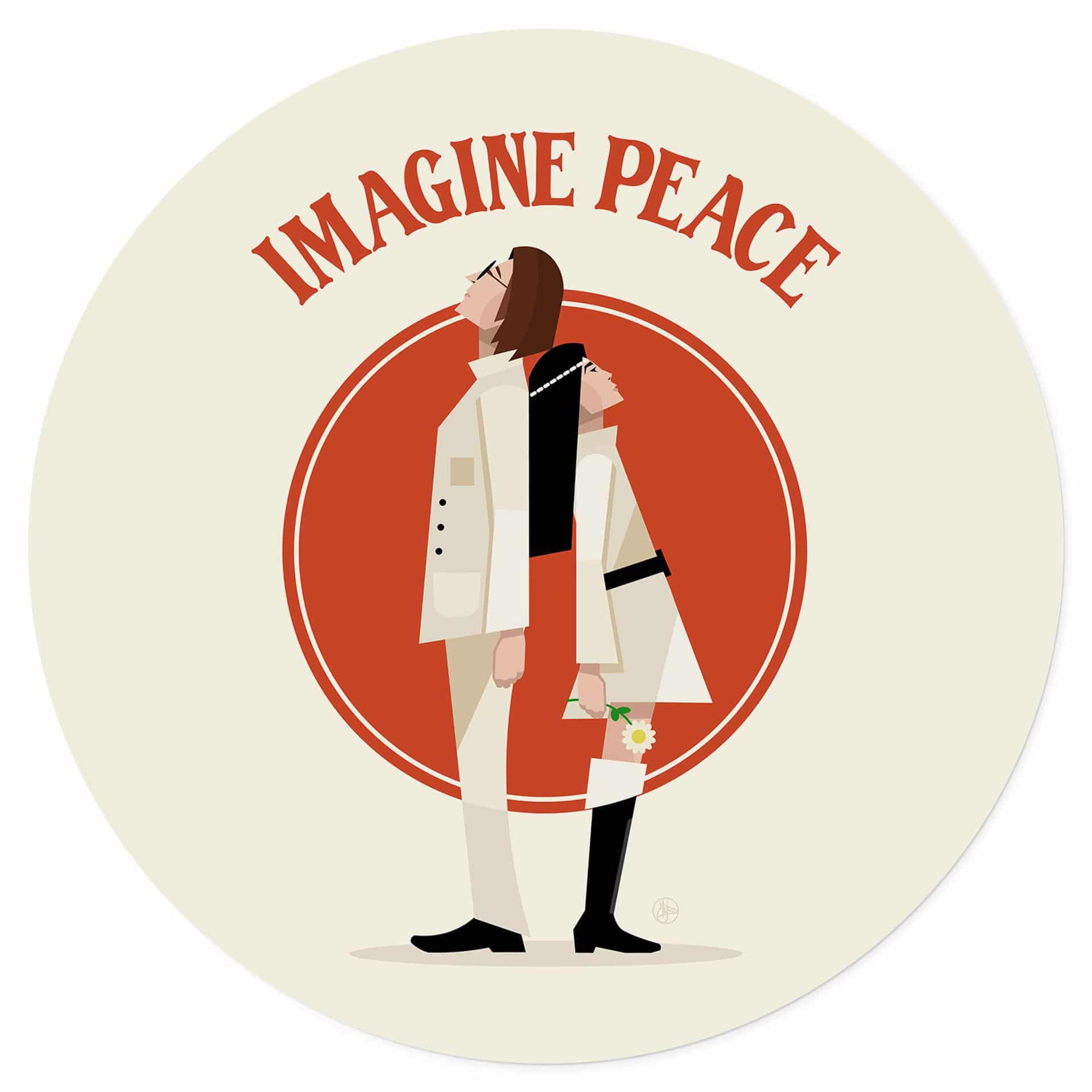 Vinilo decorativo Imagine Peace - Dos por la paz y la esperanza - Retrodrome - Redondo