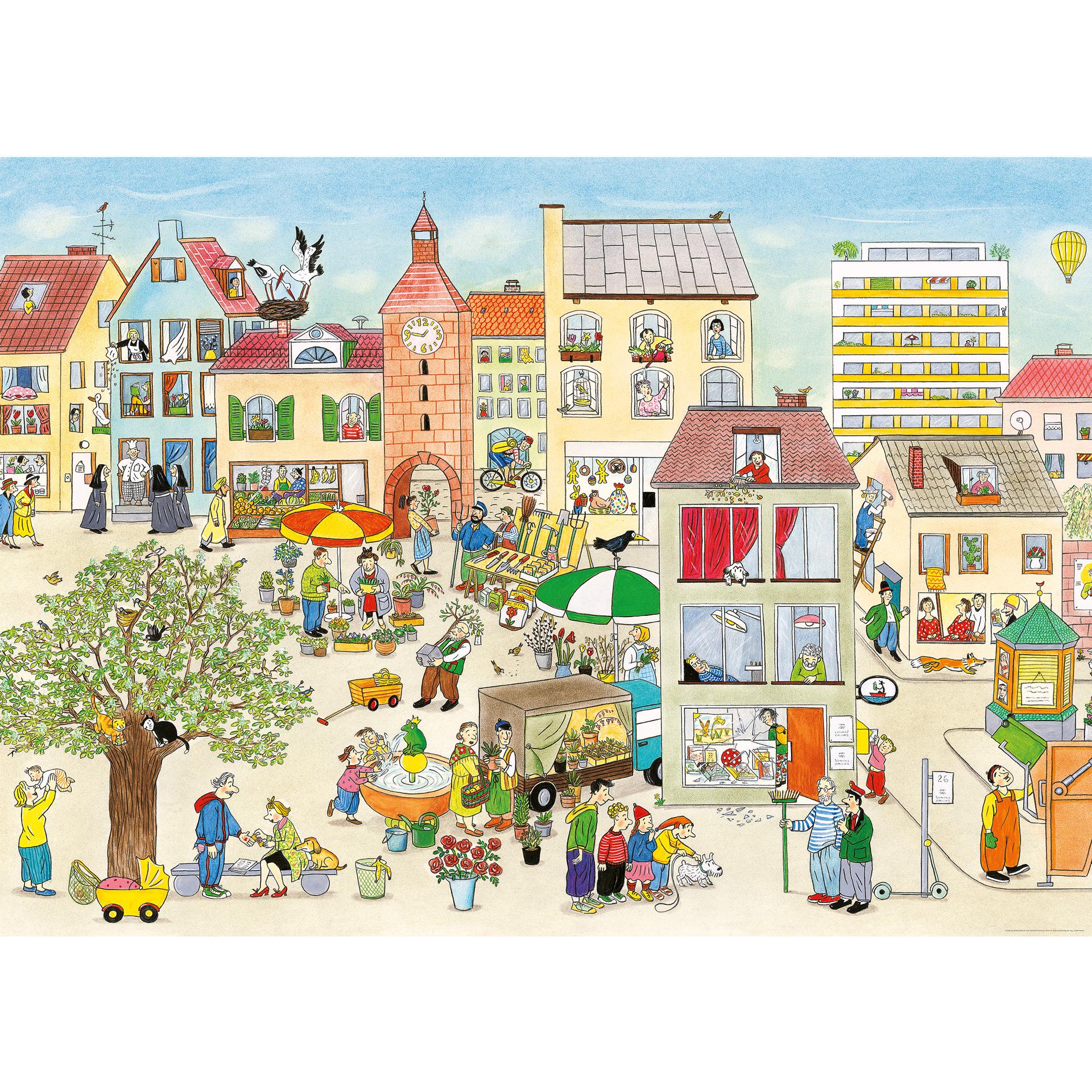 Fotobehang Wimmel - Markt in de Lente