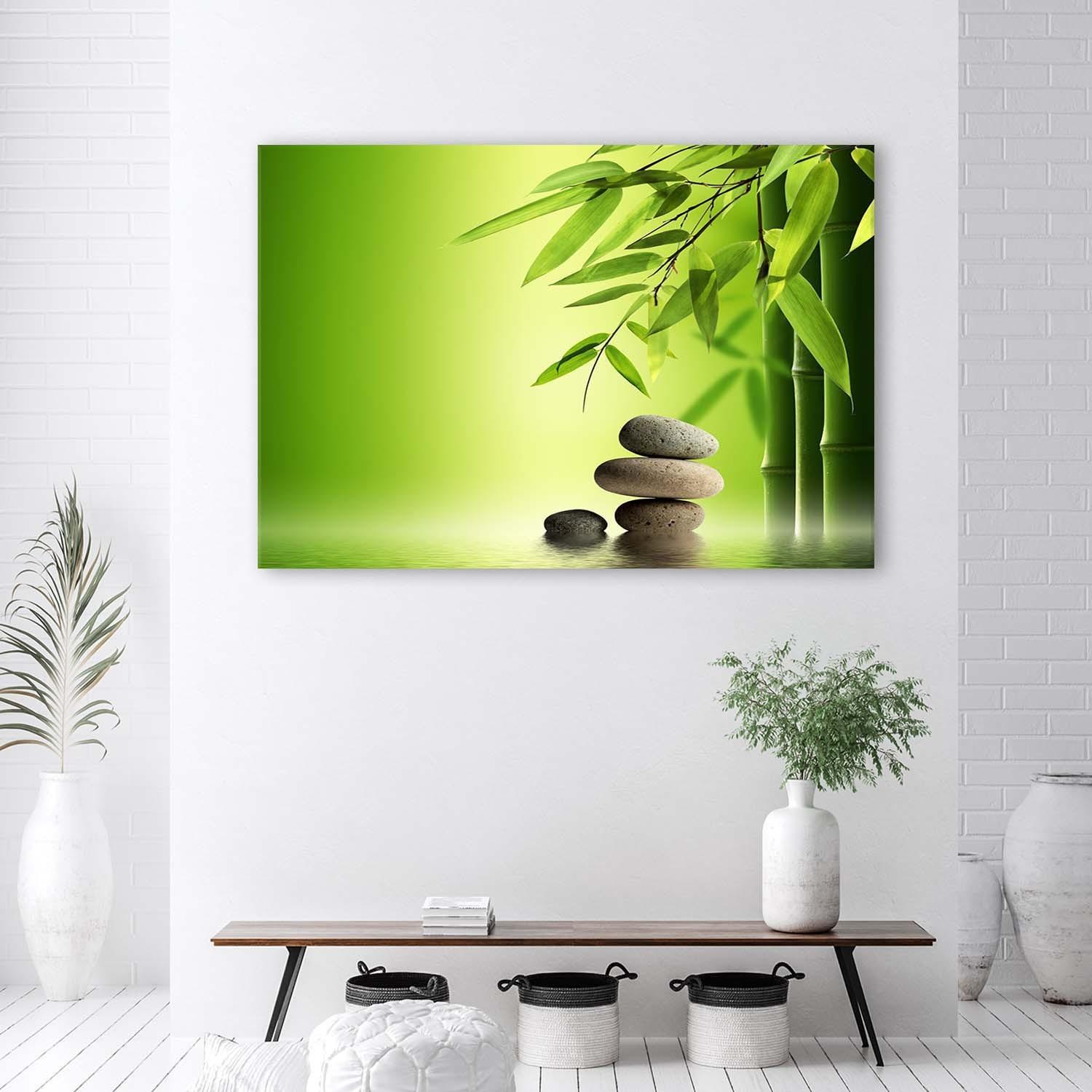 Canvasbillede, Zen-sten og bambus