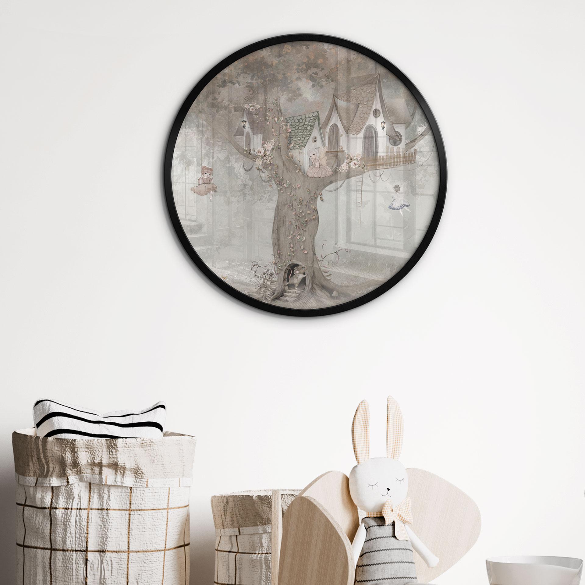 Poster Magisches Baumhaus mit Feen - Ms Tiff - Rund