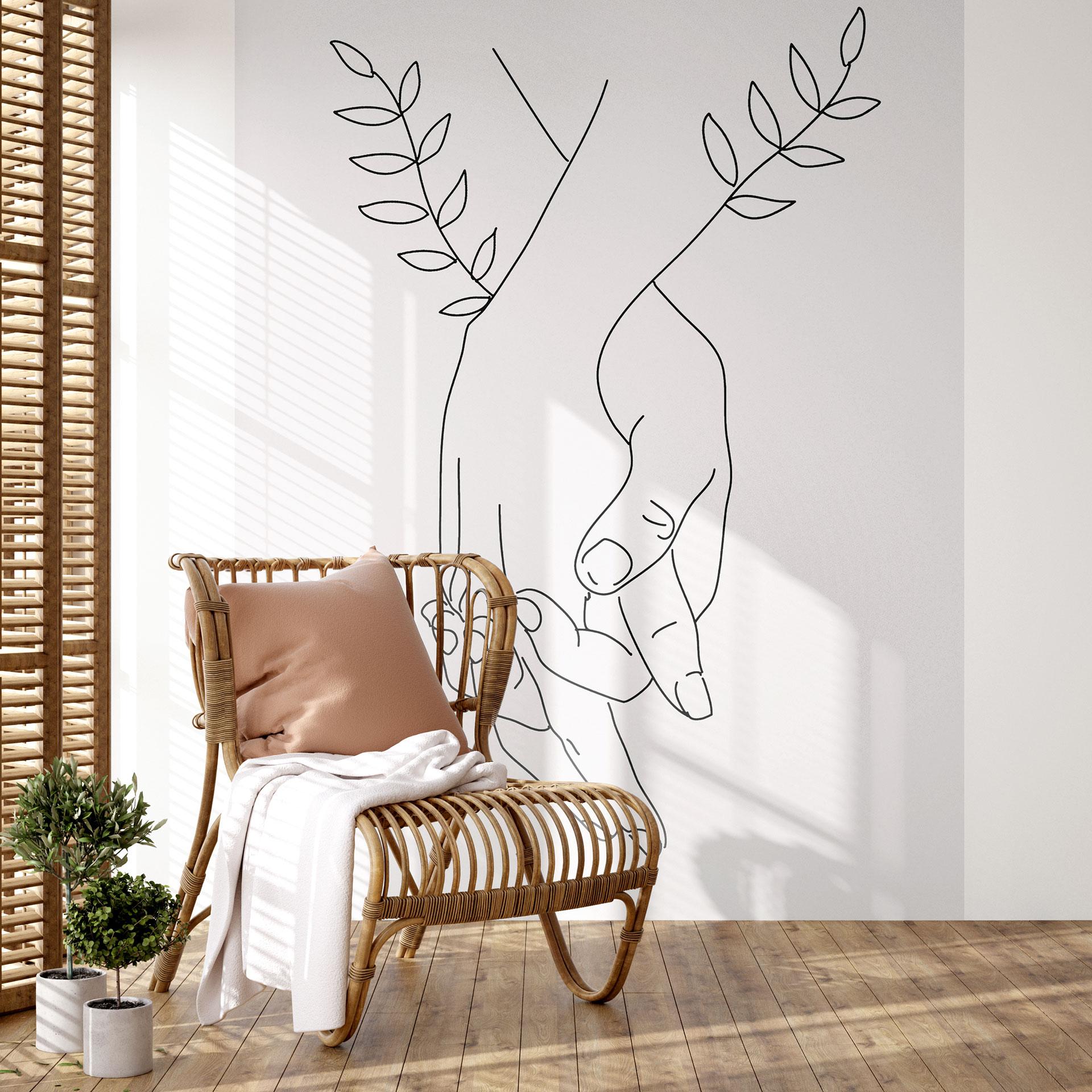 Fototapet Line Art - Elskende, der holder hinanden i hånden - Lizde