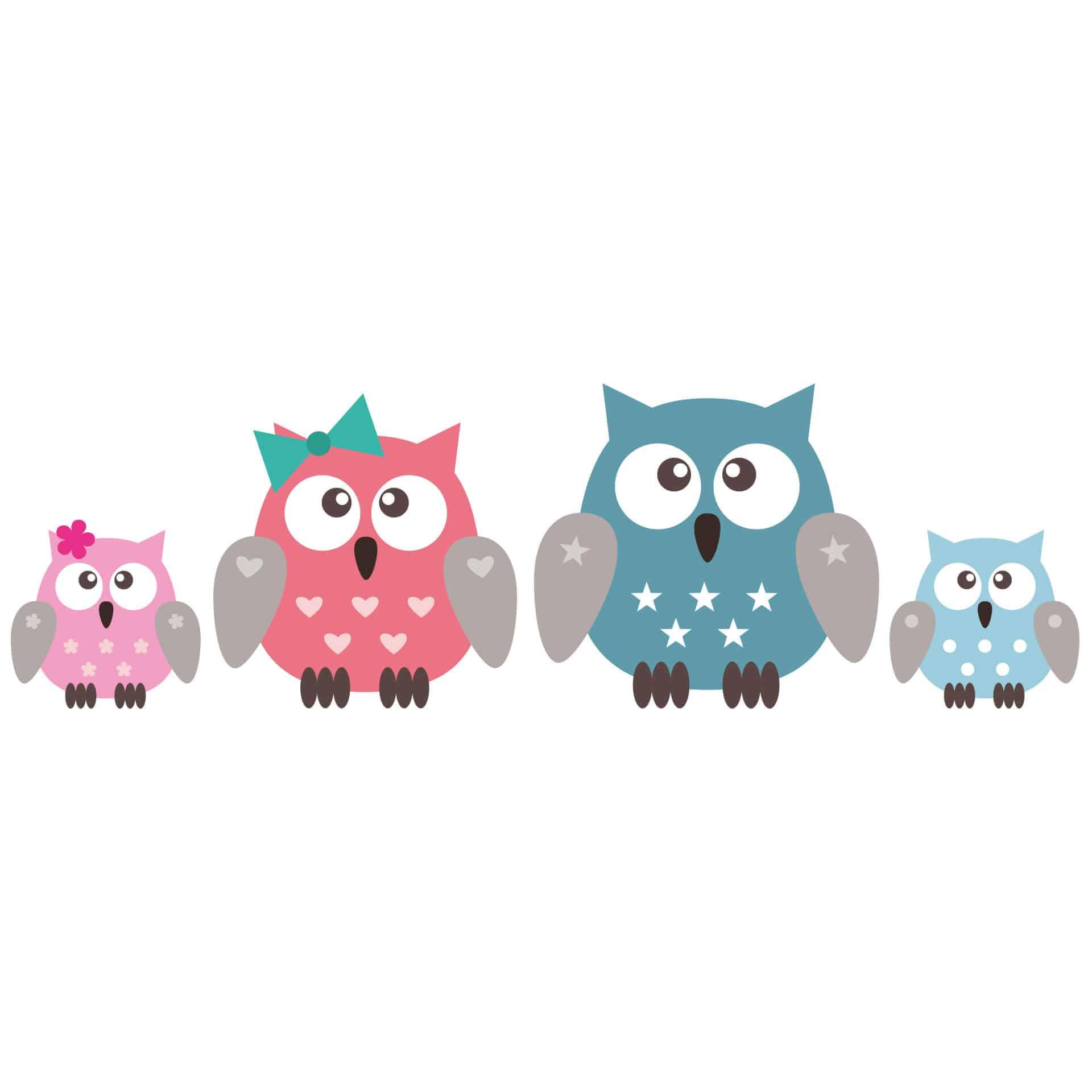 Wandtattoo Familie Eule