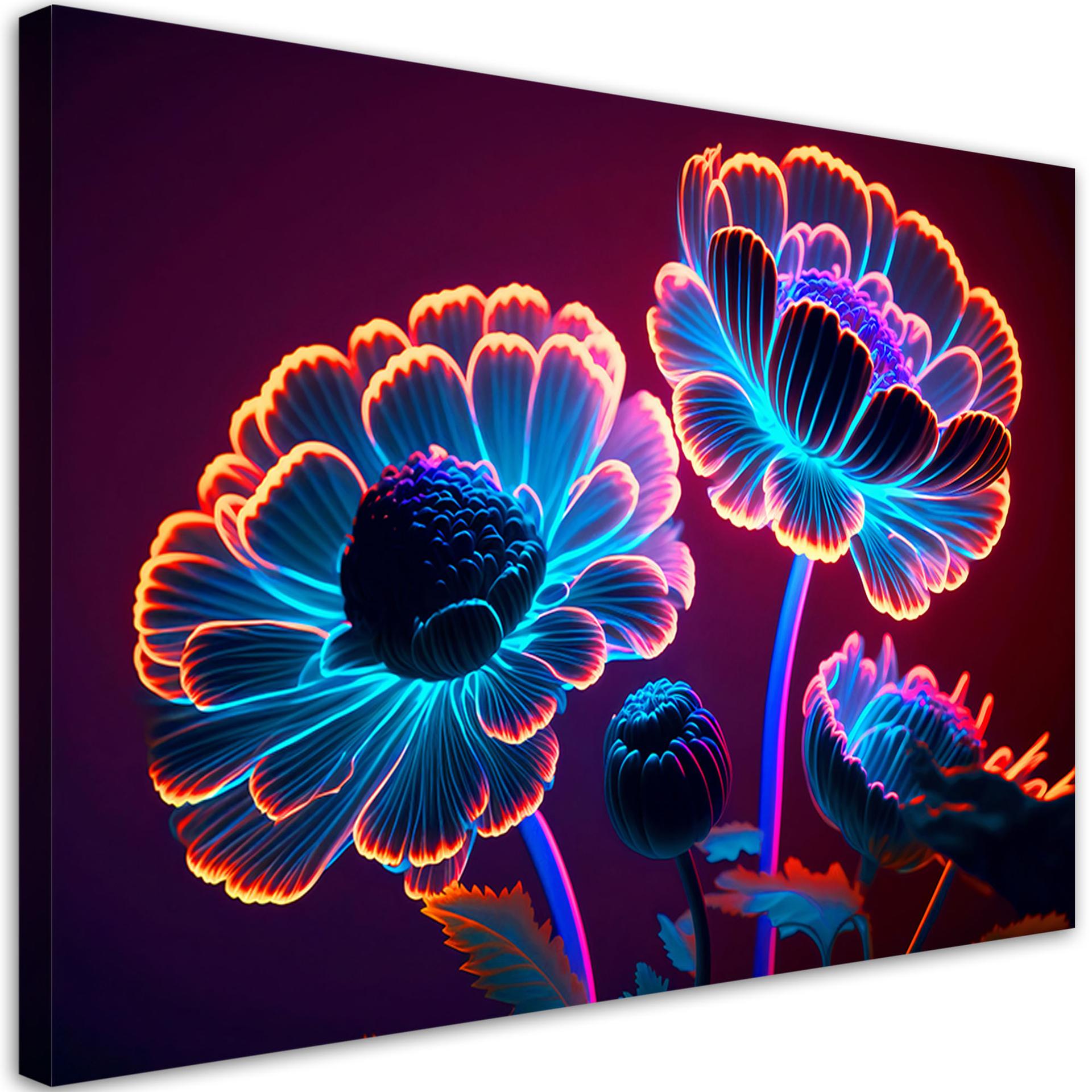 Canvasbillede, neonblomsterknopper