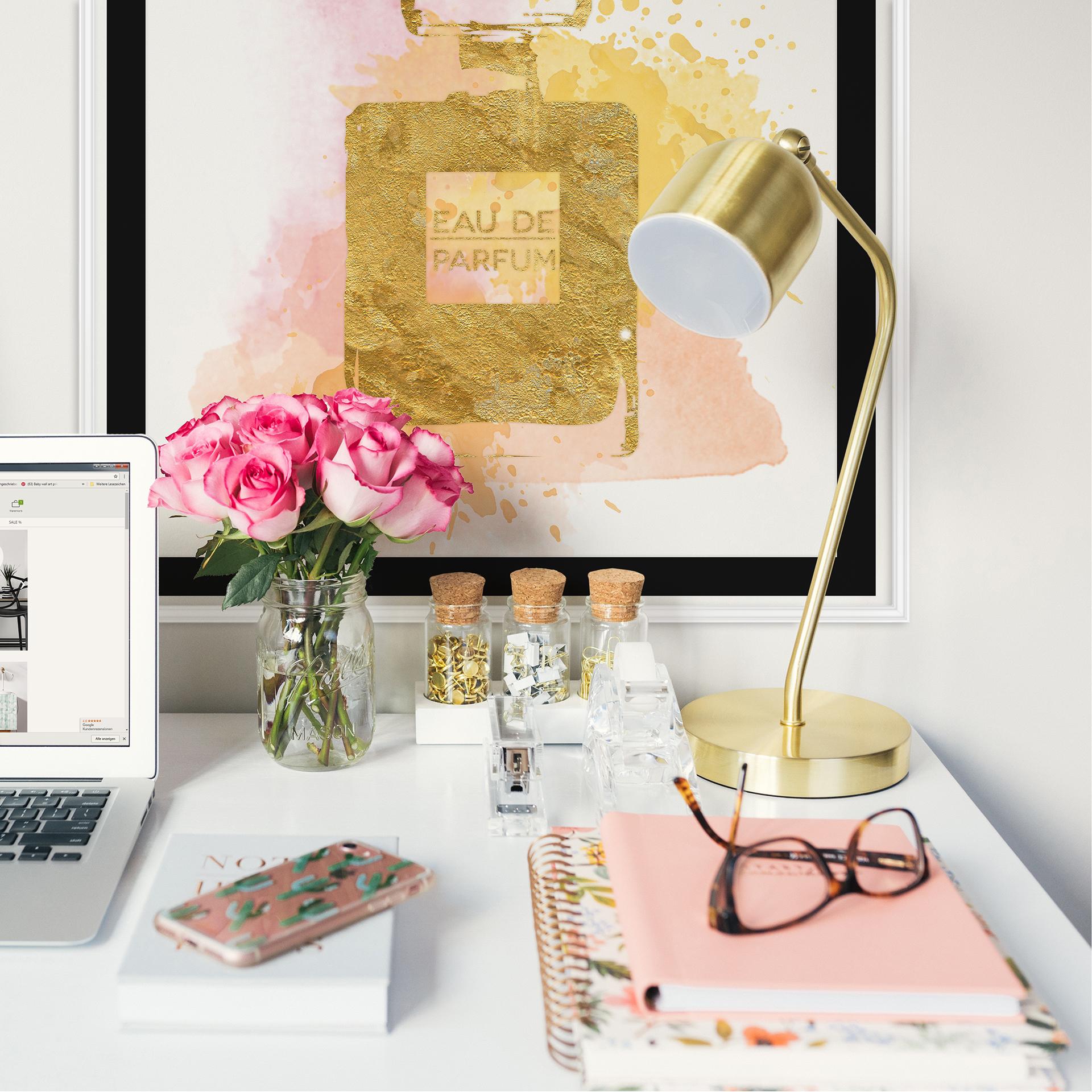 Wallprint W - Eau de Parfum Aquarell - Gold