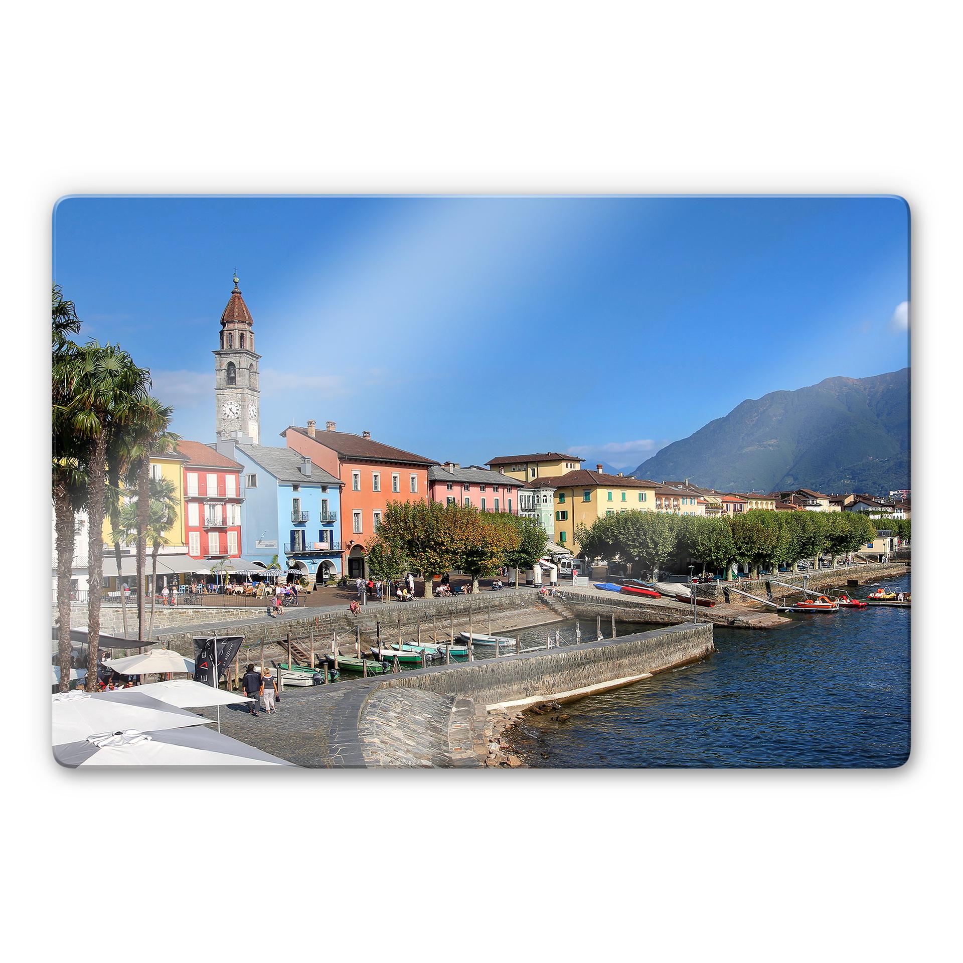 Glasschilderij Promenade van Lago Maggiore