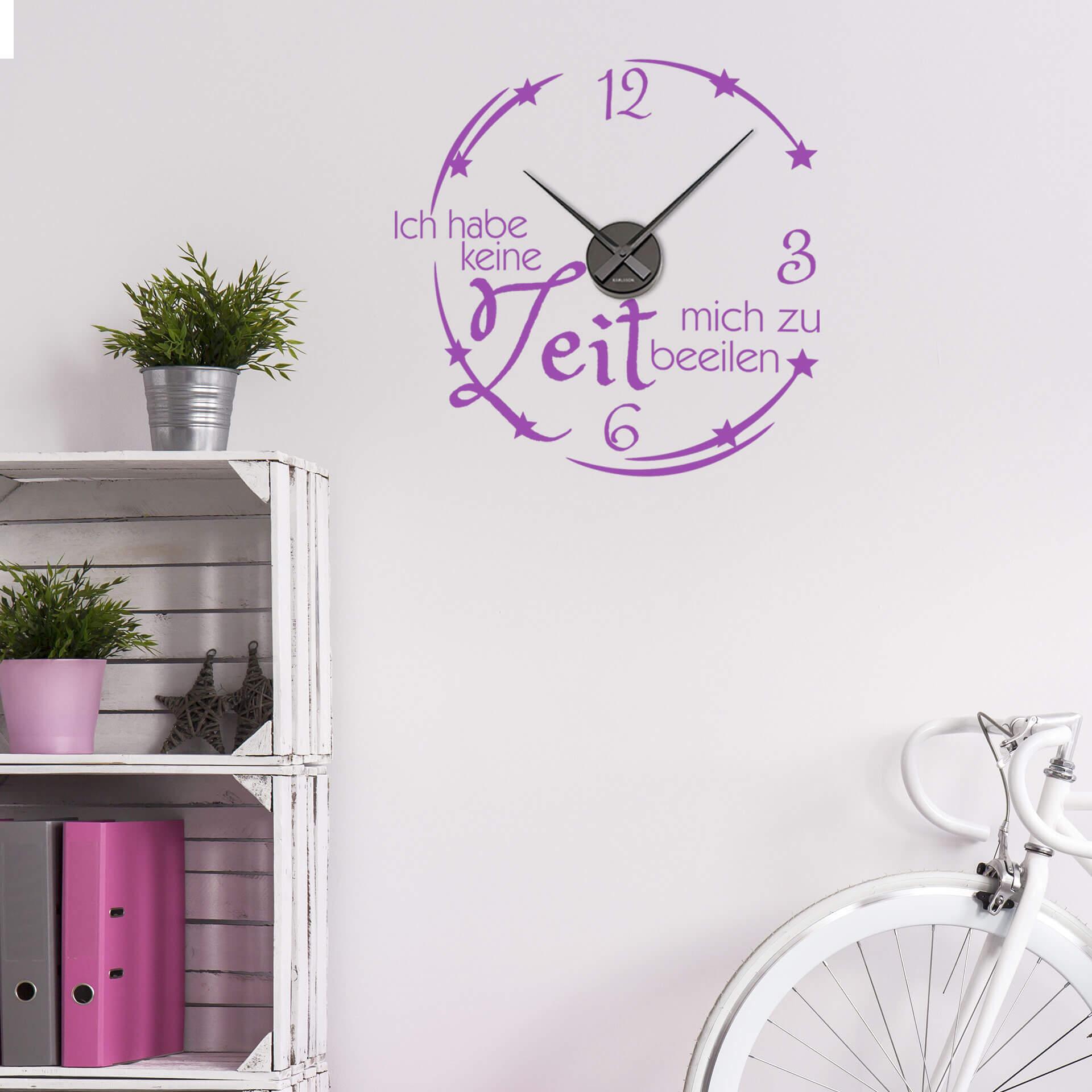 Wandtattoo Ich habe keine Zeit Wanduhr - 54x52 cm