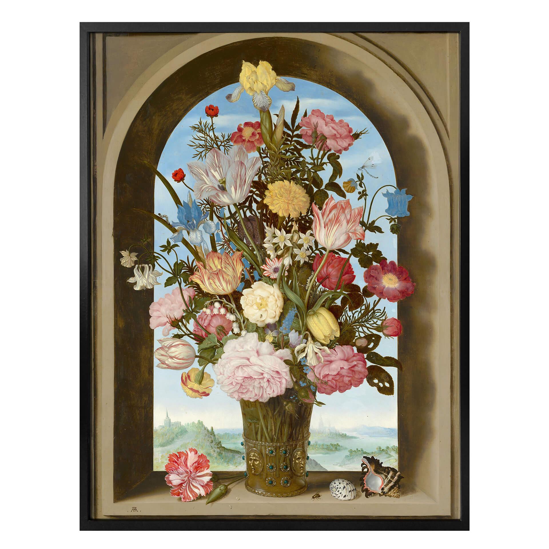 Plakat - Bosschaert - Blomstervase i en vinduesniche