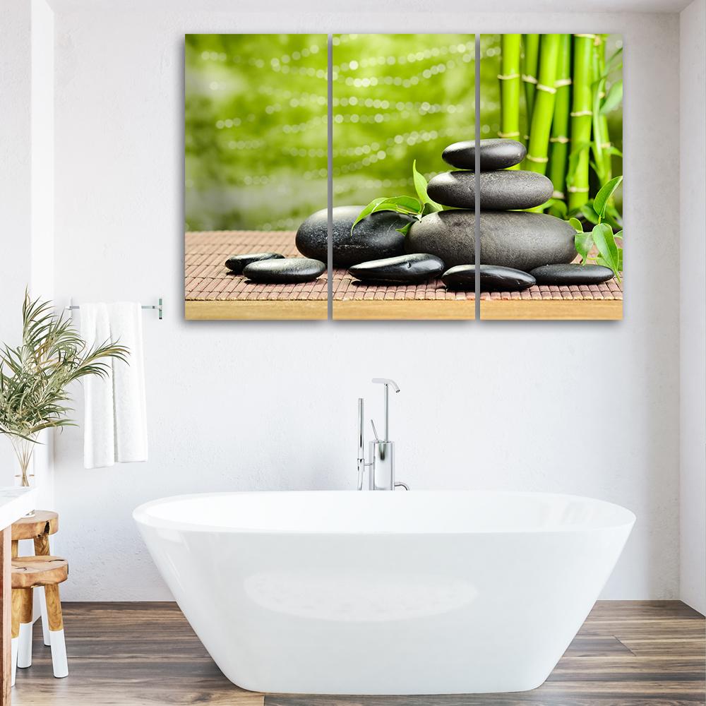 3 stykke lærredstryk Stones Bamboo Zen Spa